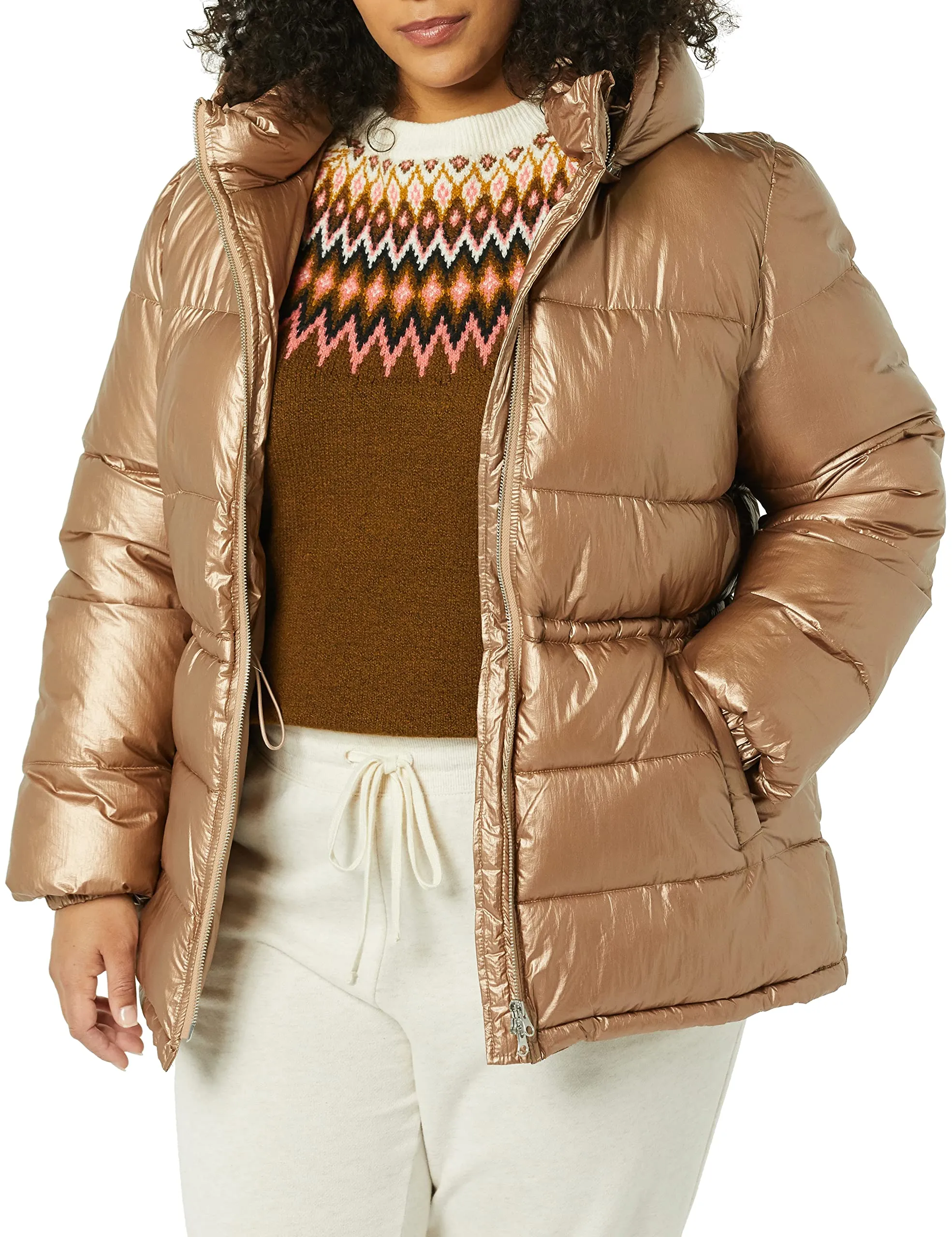 Italian Puffy Jacket with Drawstring Waist