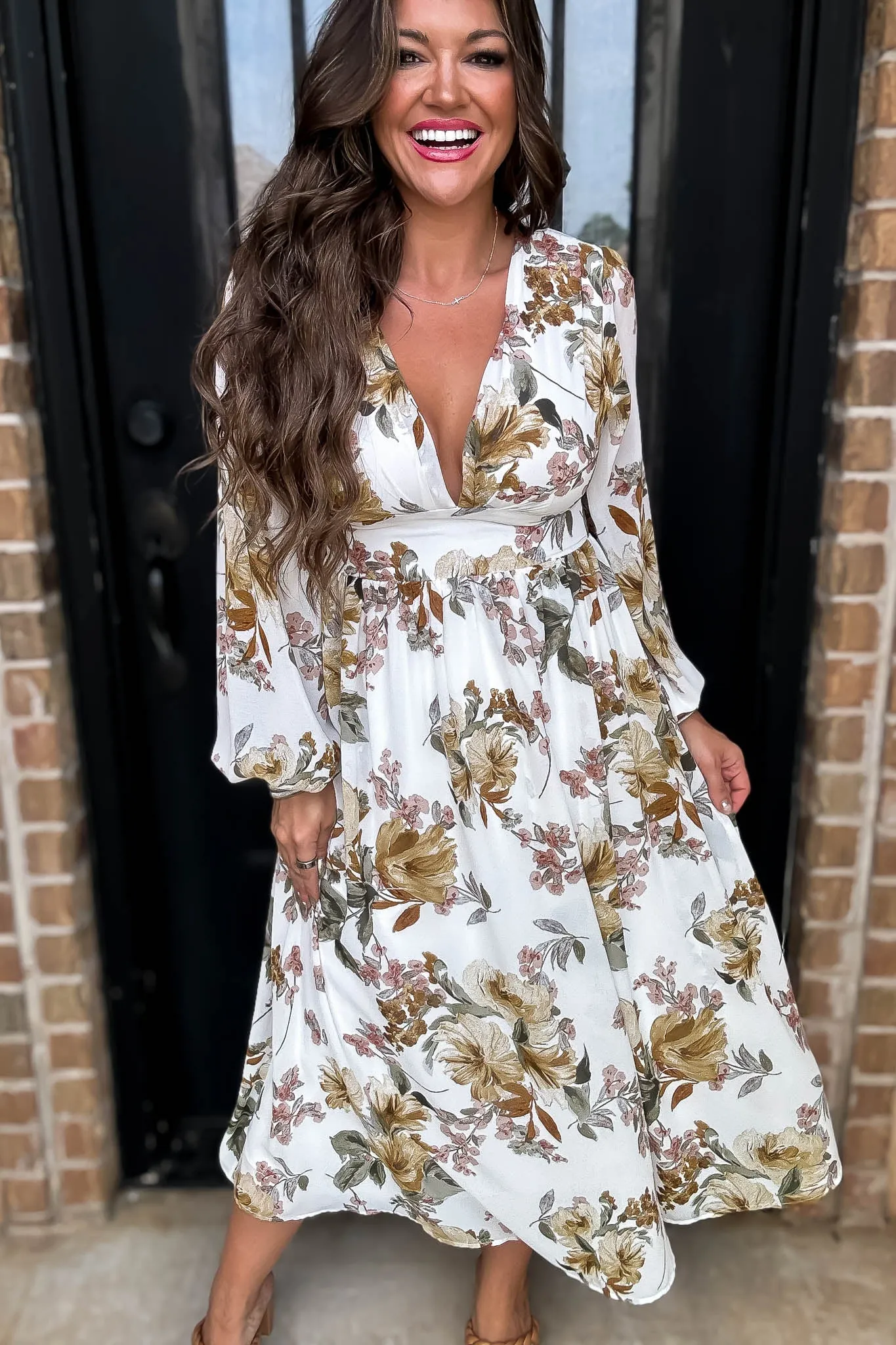 Ivory Chiffon Long sleeve Maxi Dress