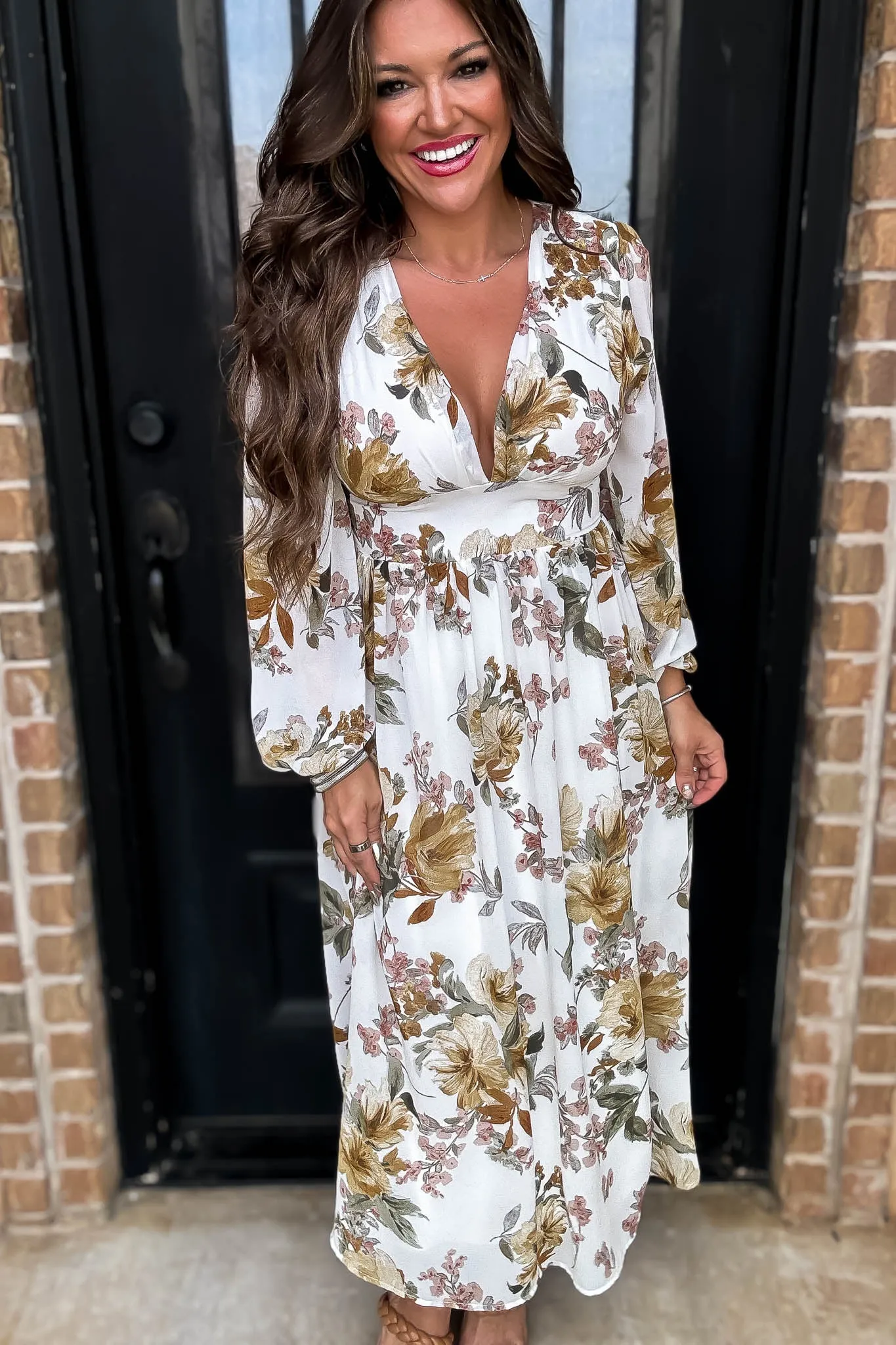 Ivory Chiffon Long sleeve Maxi Dress