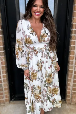 Ivory Chiffon Long sleeve Maxi Dress