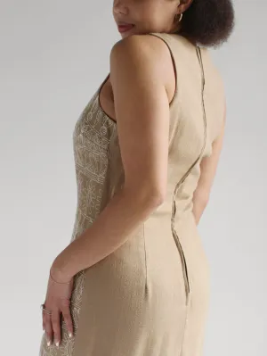 JBS Khaki Knit Dress with Front Embroidery