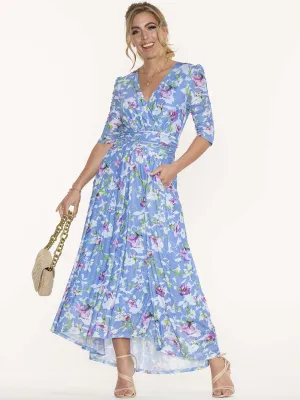 Jolie Moi Ressie Dip Hem Maxi Dress, Blue Floral