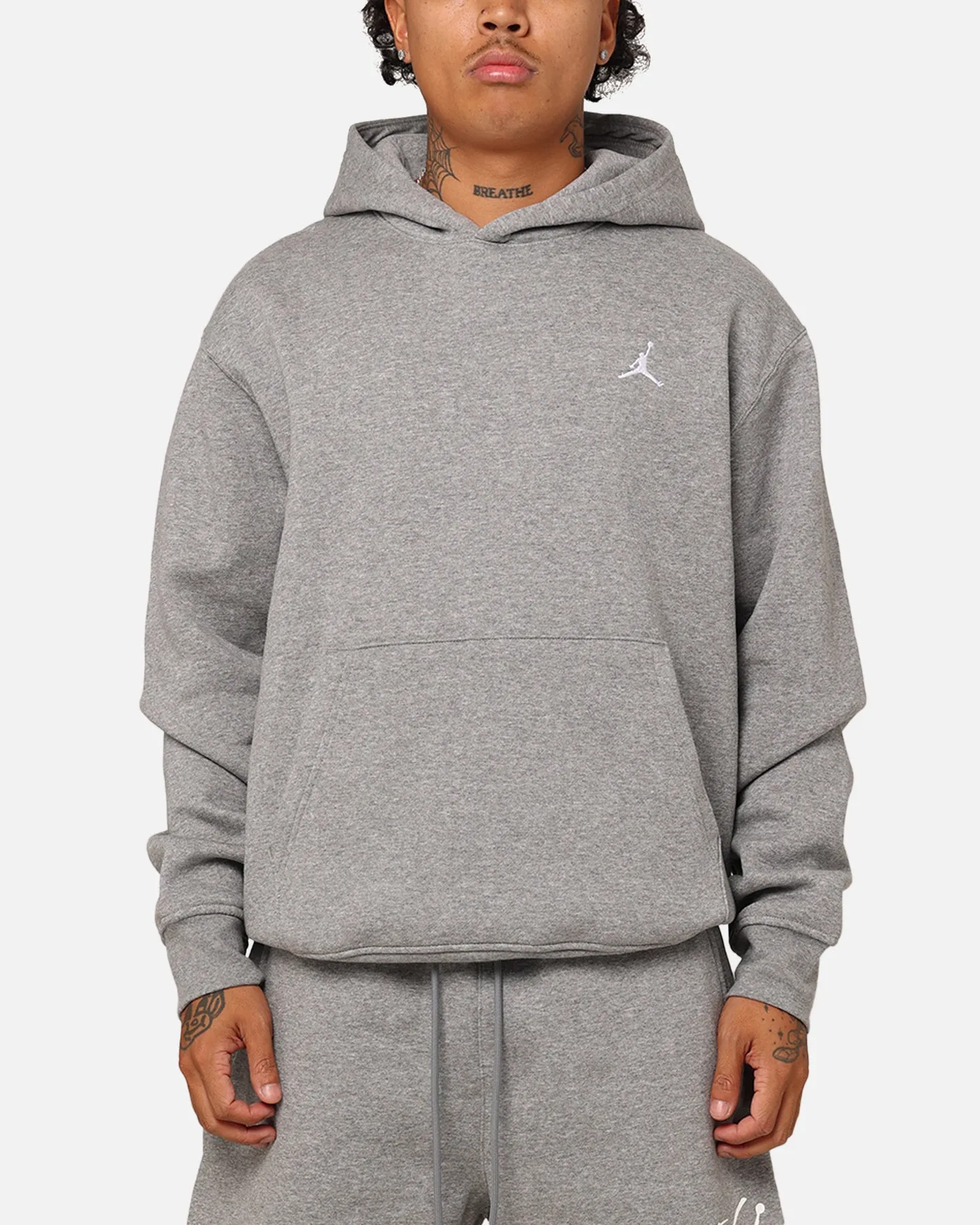 Jordan Brooklyn Fleece Printed Pullover Hoodie Carbon Heather