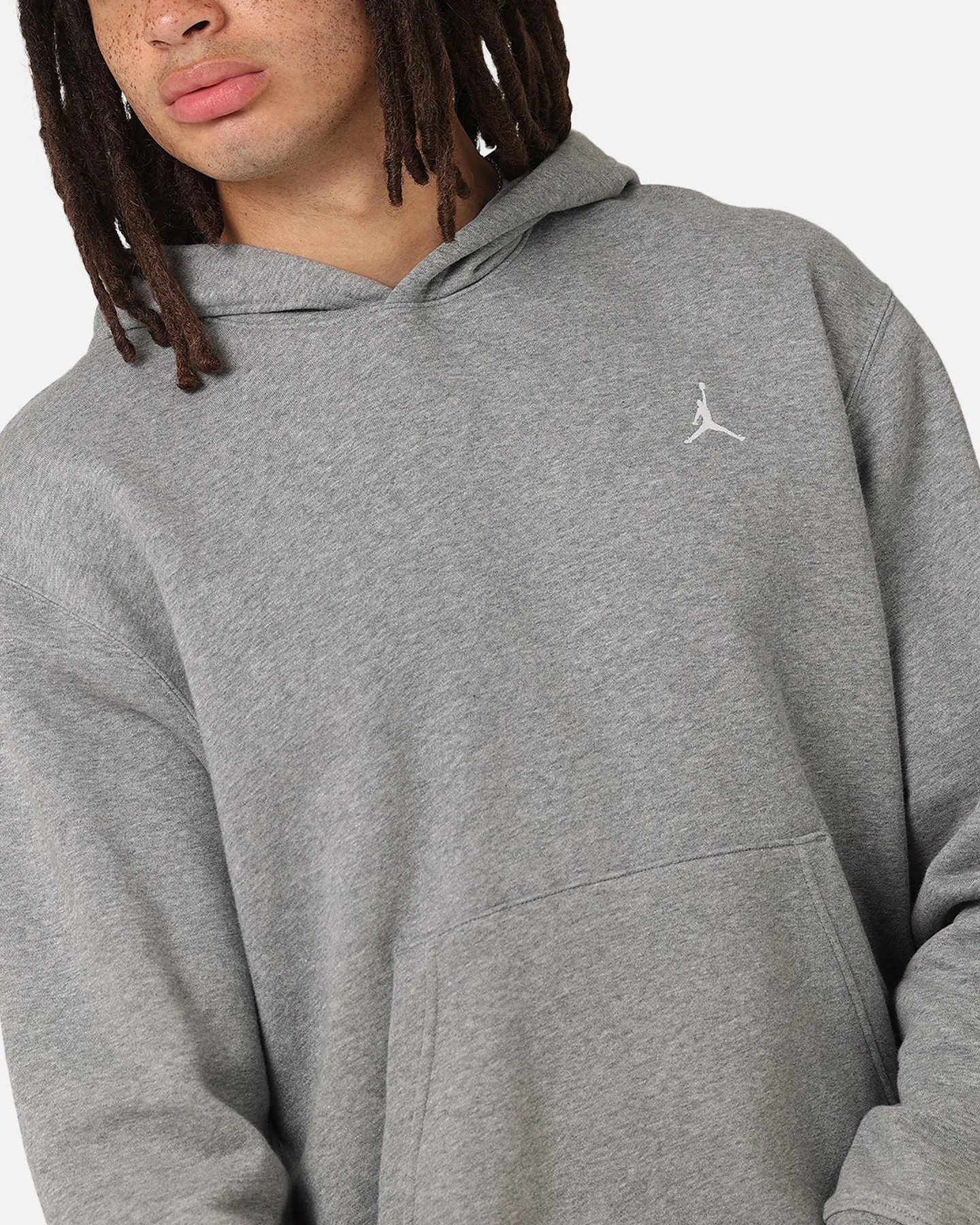 Jordan Brooklyn Fleece Pullover Hoodie Carbon Heather/White