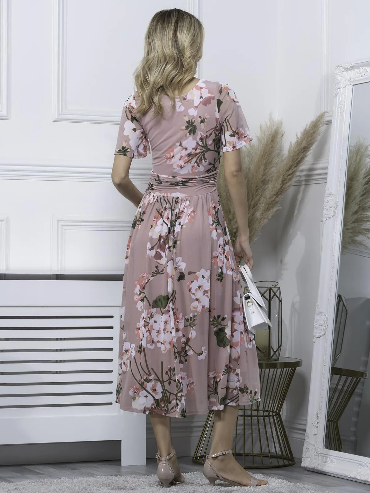 Julita Floral Mesh Midi Dress, Pink Floral