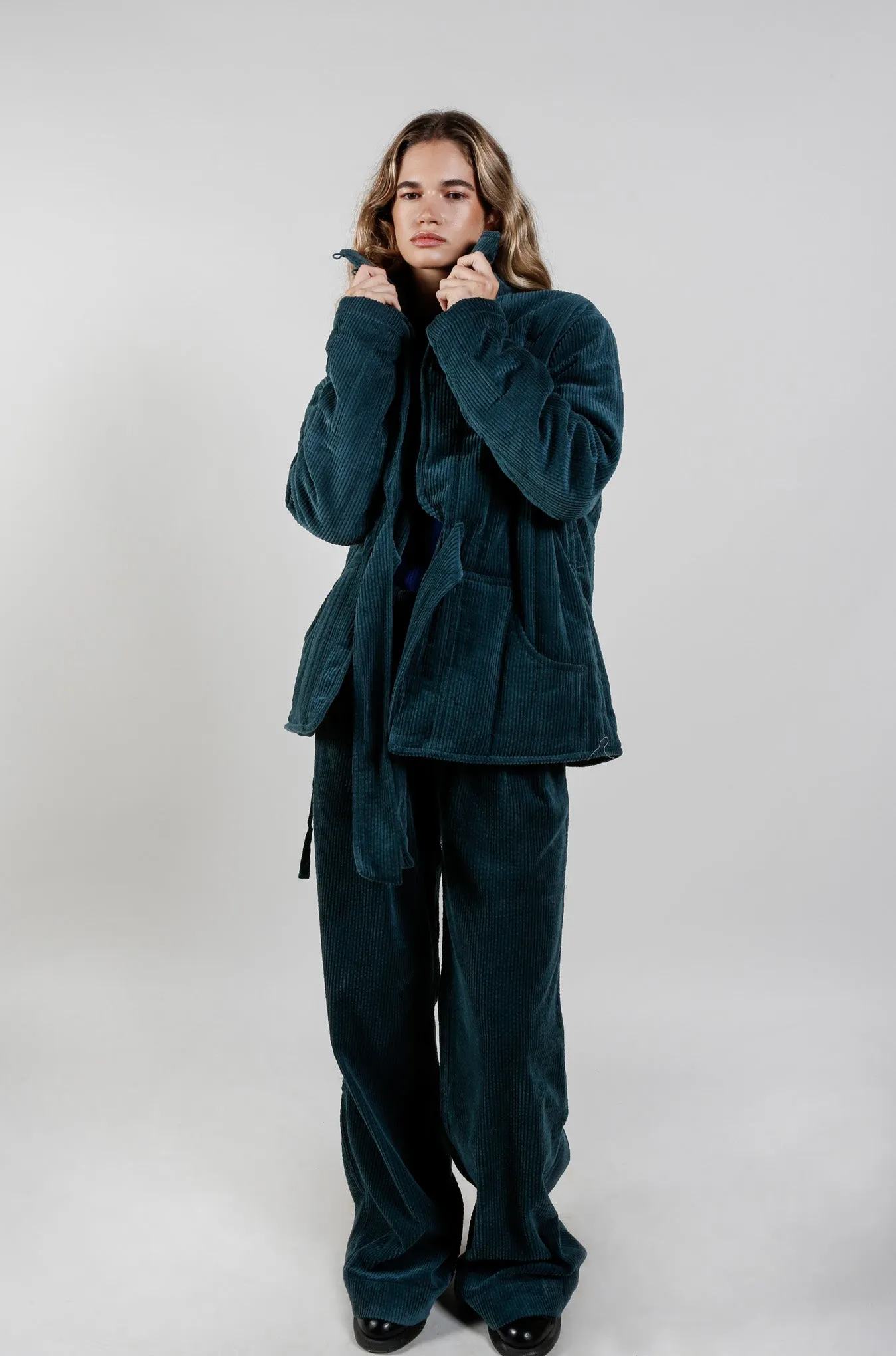 KENEILA Organic Cotton Corduroy Coat - Marine green