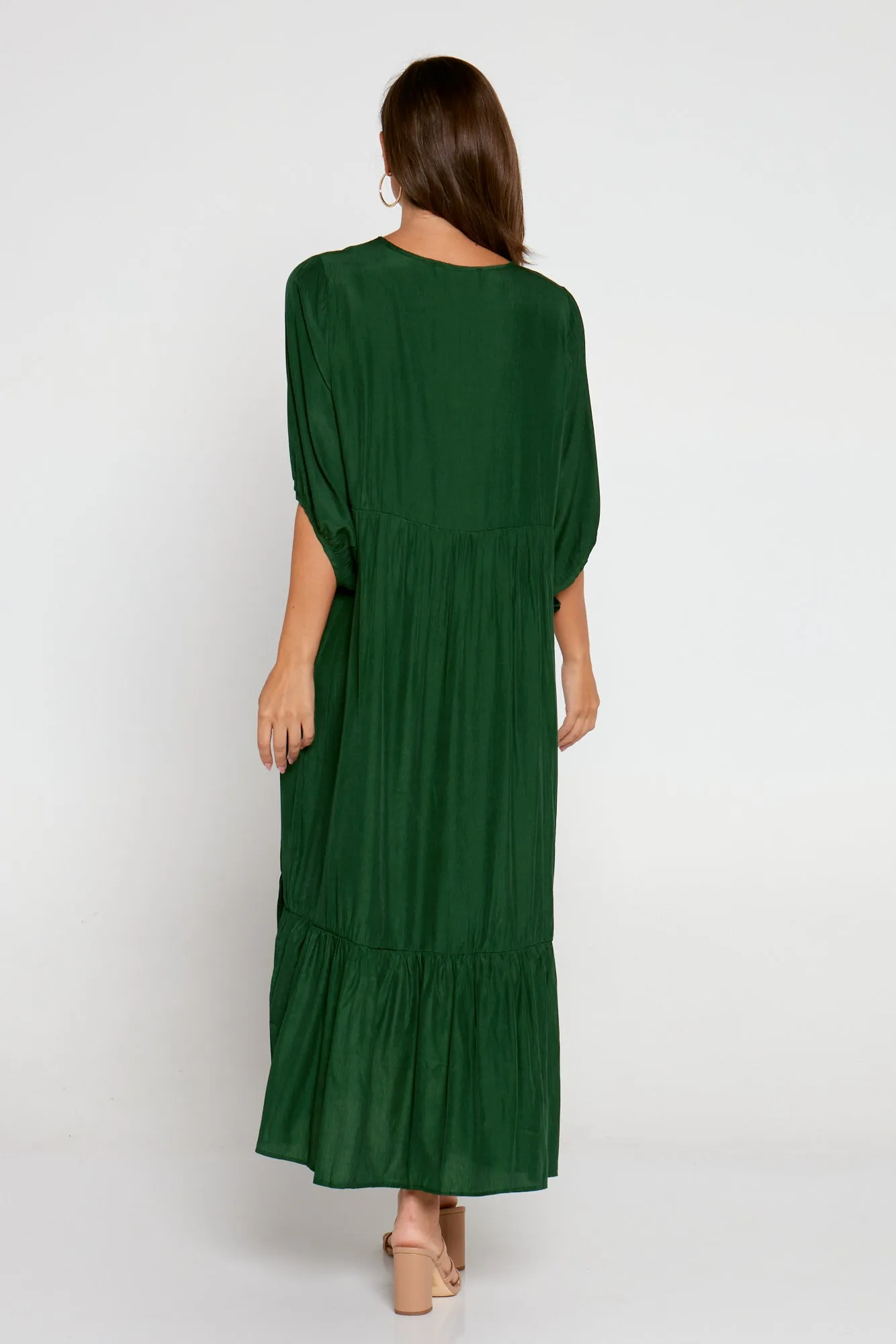 Kinsley Cotton Blend Dress - Forest Green