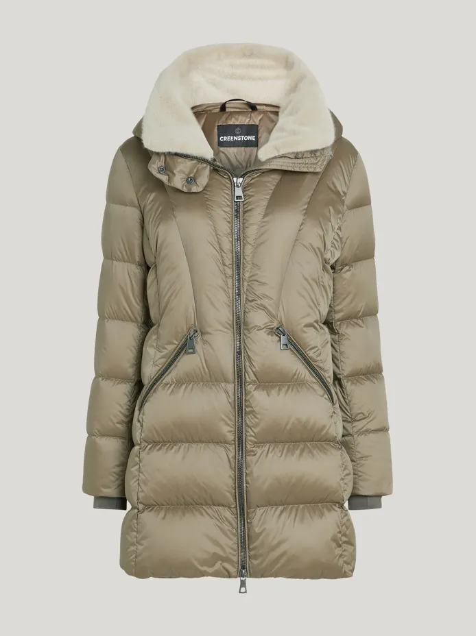 Kylin Velvet Taupe Down Quilted Coat