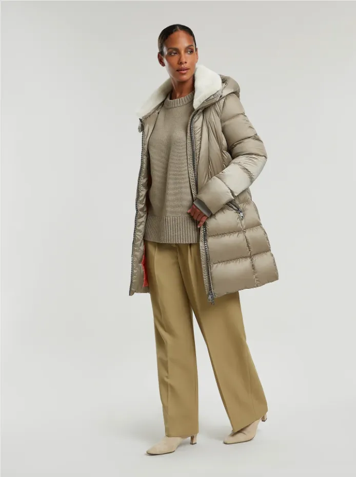 Kylin Velvet Taupe Down Quilted Coat