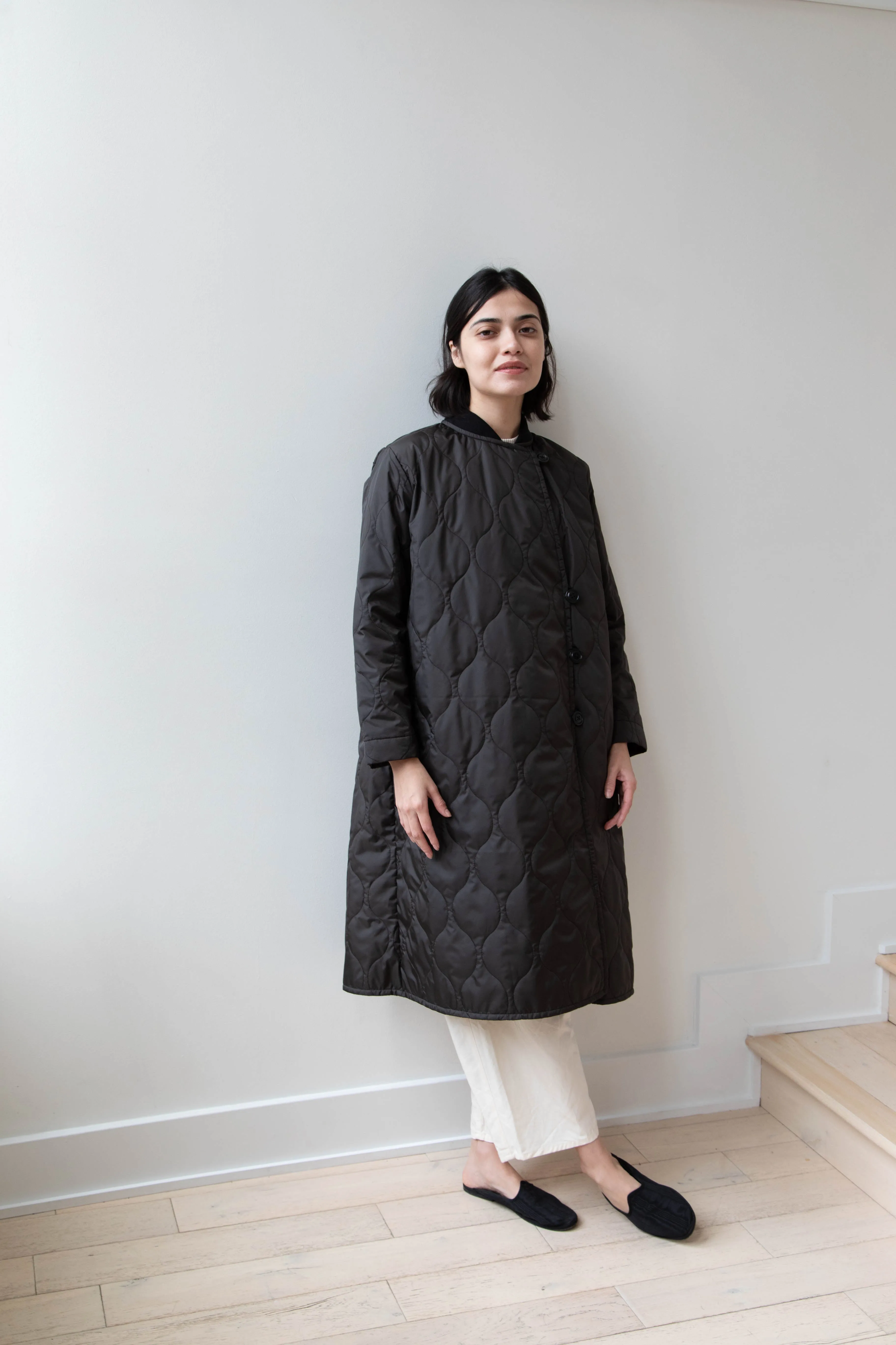 Laboratory | Nylon Quilted Coat in Black