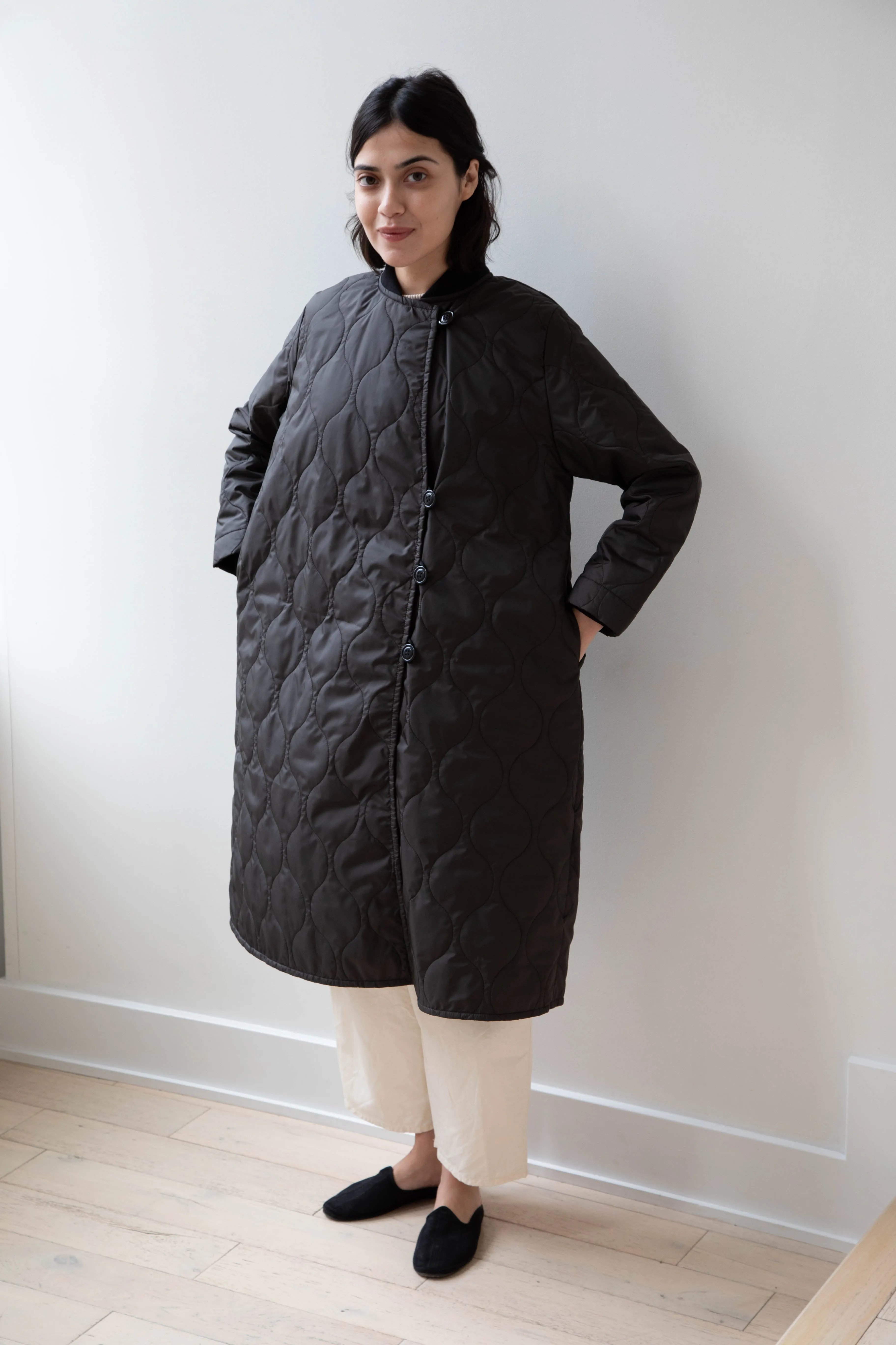 Laboratory | Nylon Quilted Coat in Black