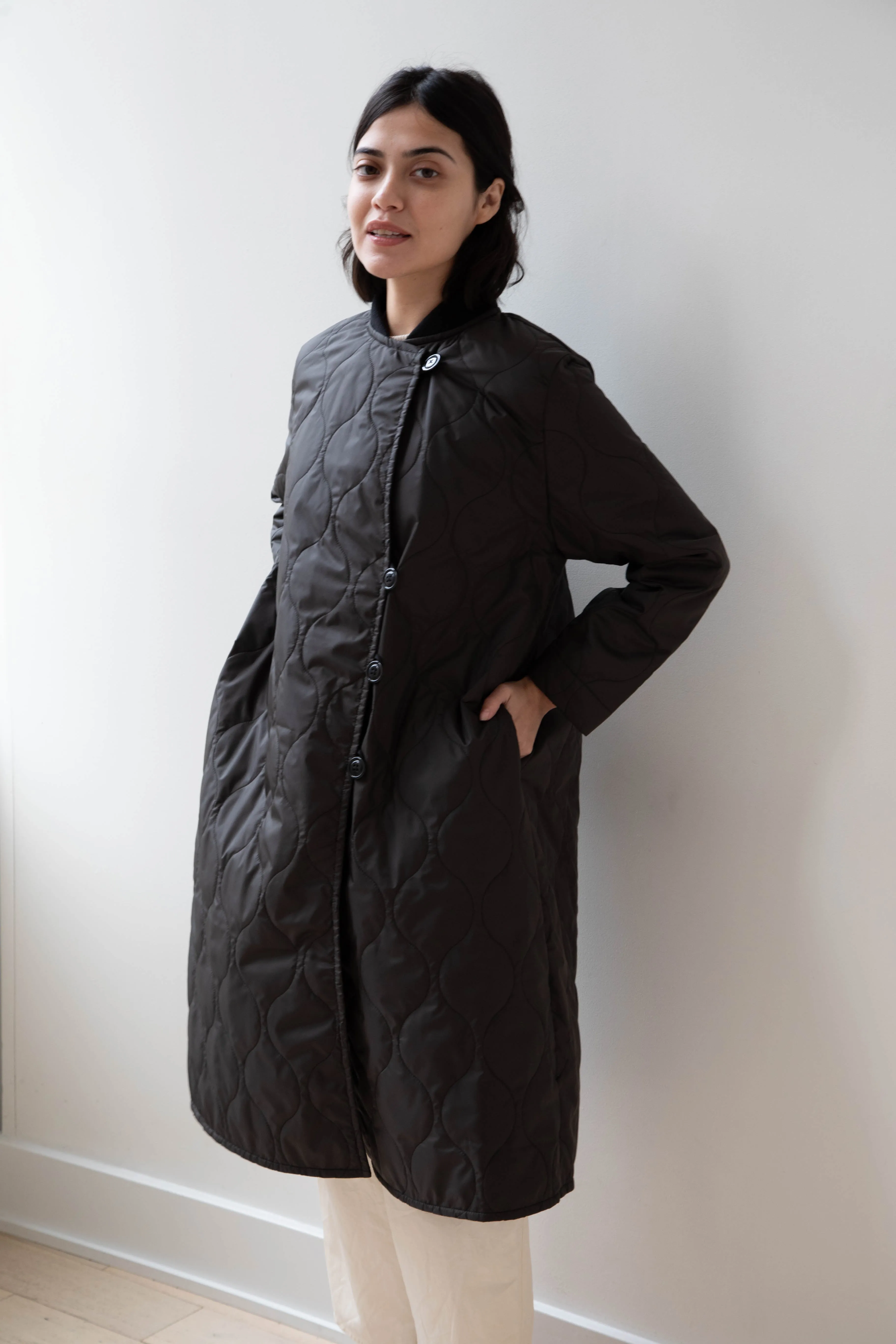 Laboratory | Nylon Quilted Coat in Black