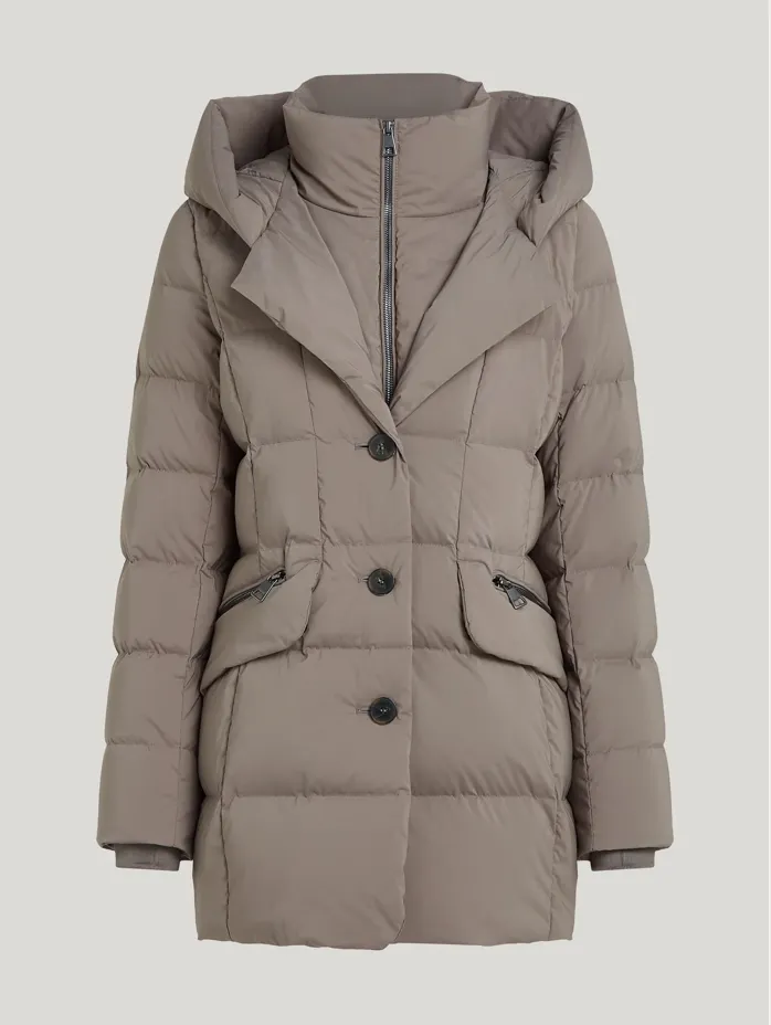 Leana Grey Taupe Down Quilted Coat