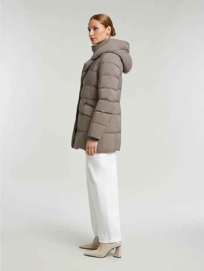 Leana Grey Taupe Down Quilted Coat