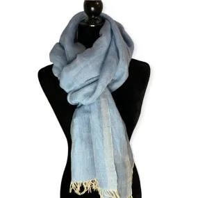 Linen Handwoven Scarf - Sky Blue