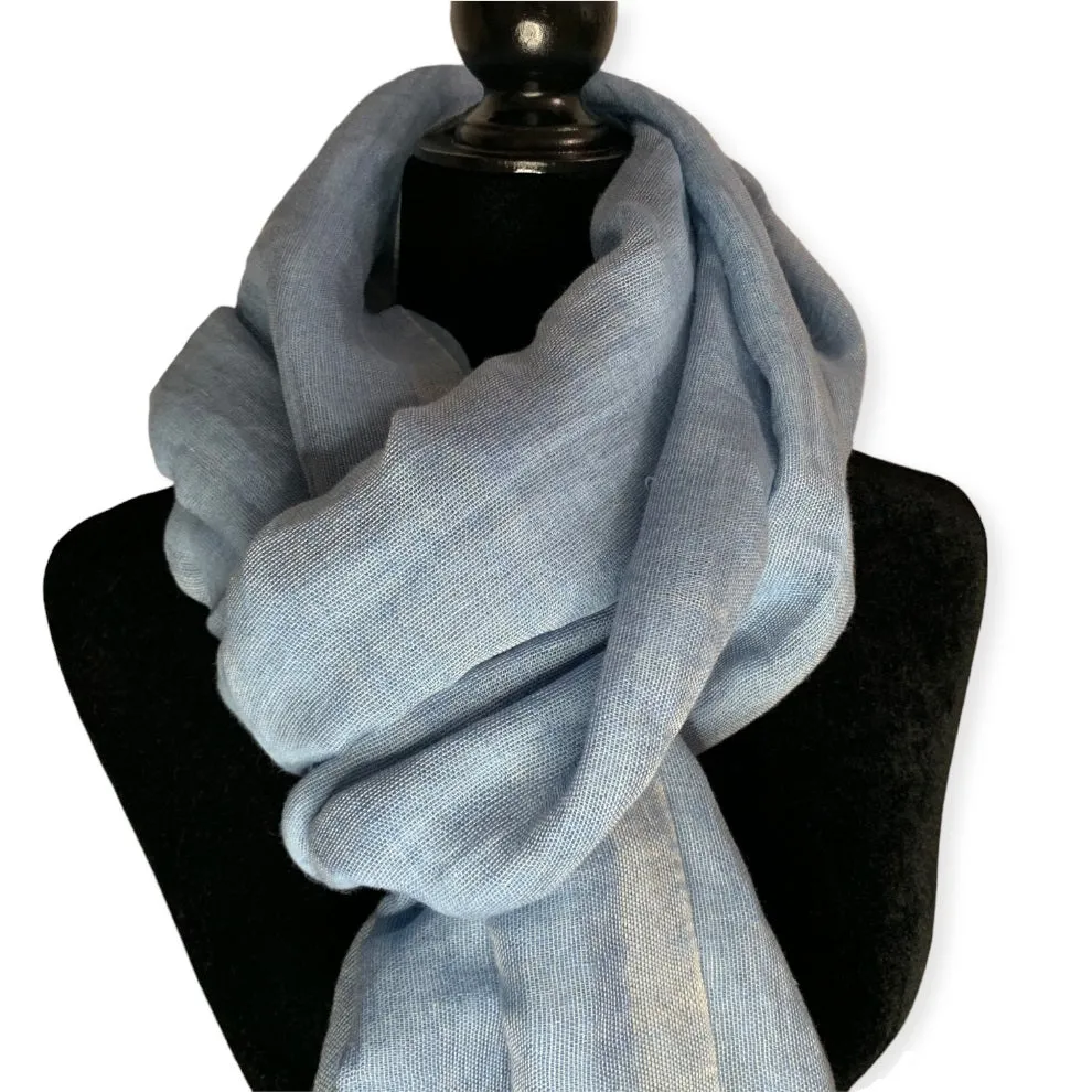 Linen Handwoven Scarf - Sky Blue