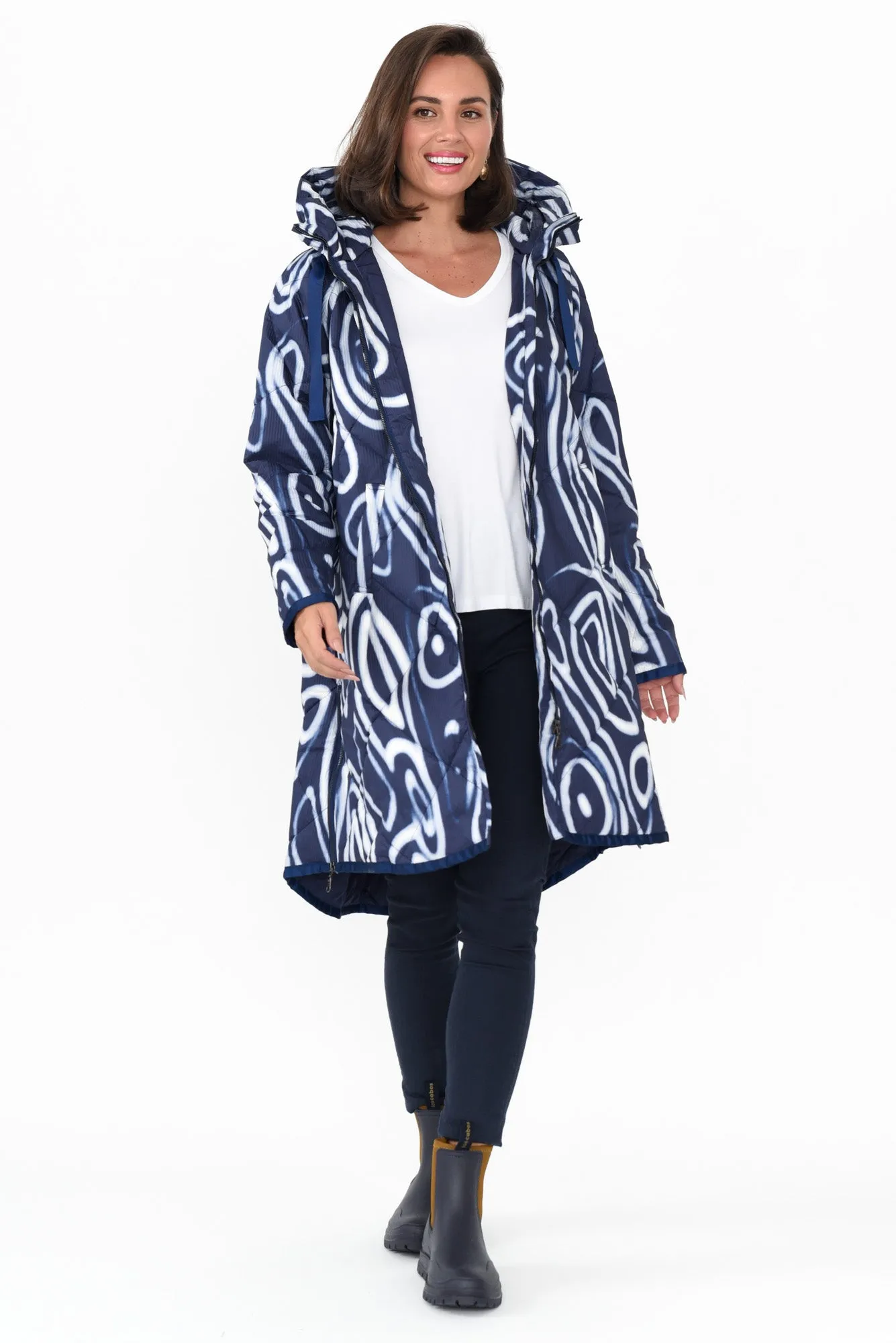 Linton Navy Abstract Zip Jacket