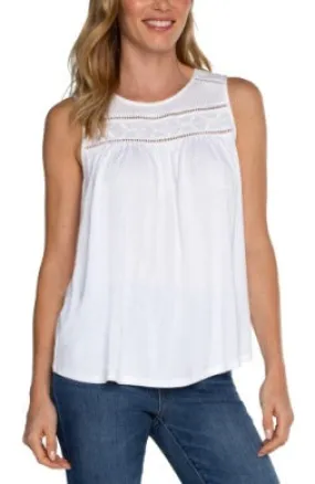 Liverpool Embroidered Sleeveless Woven Blouse