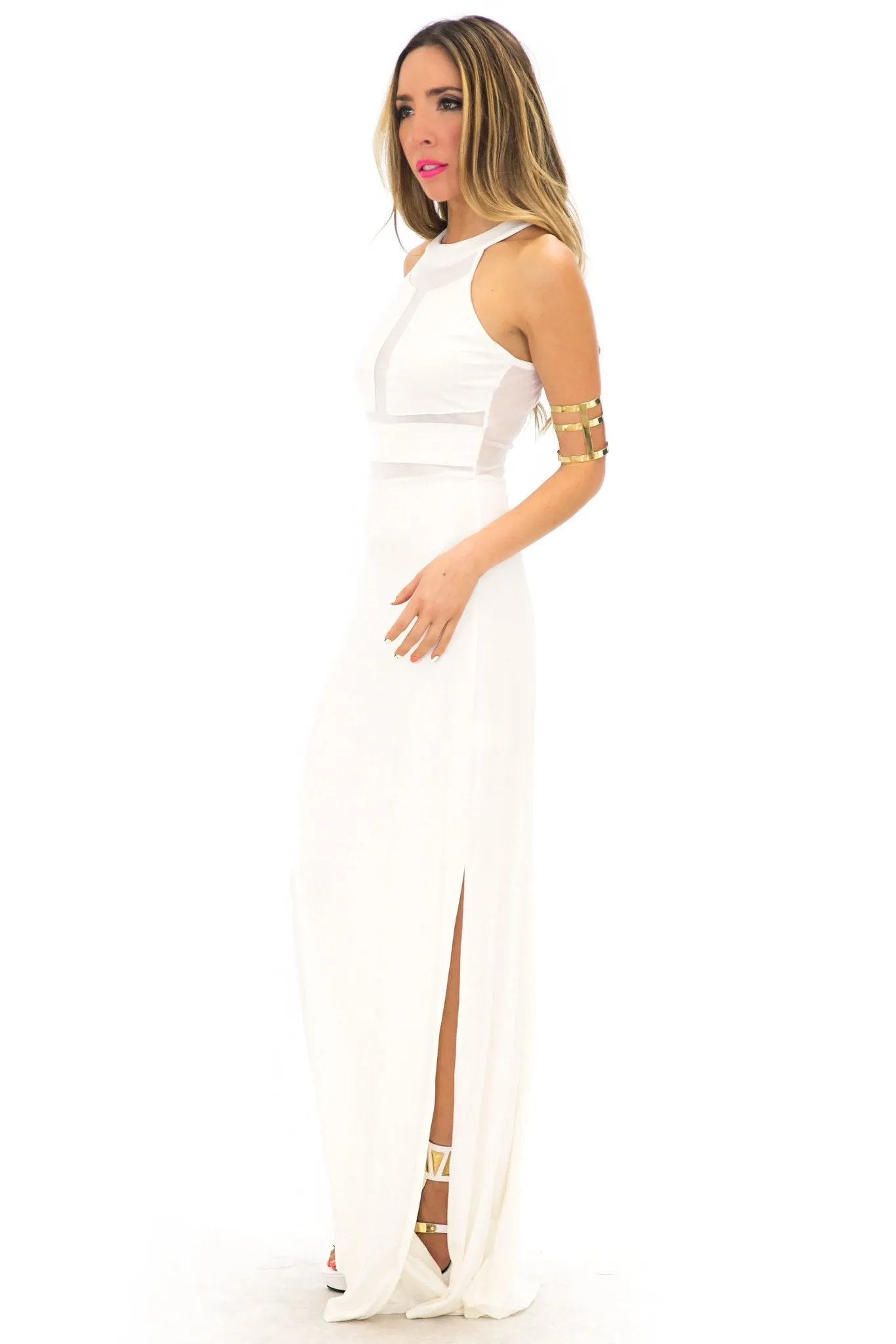 London Mesh Detail Maxi - Off White