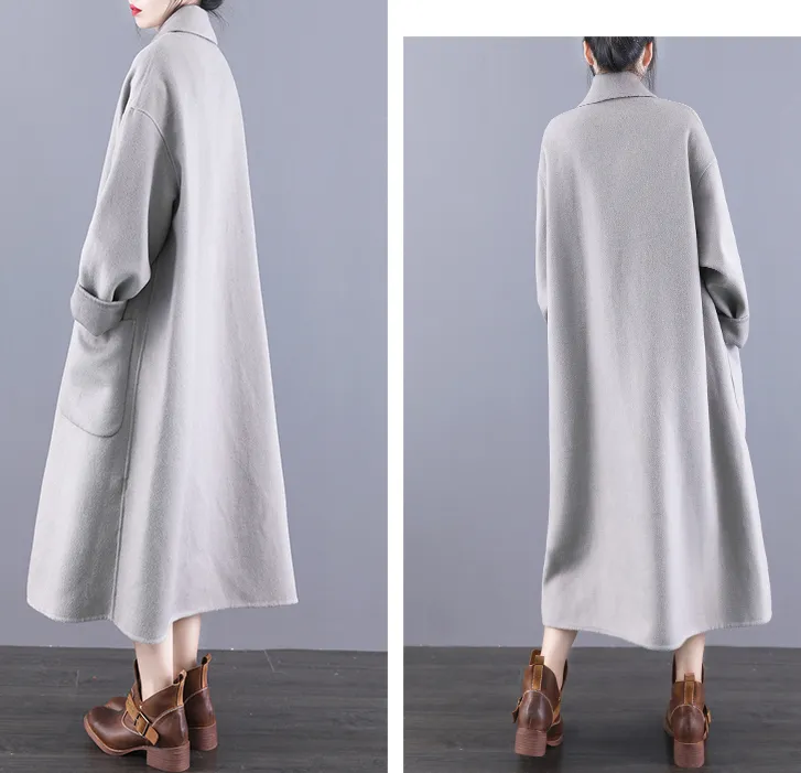 Long Double Face Wool Coat Handmade Long Warm Long Women Wool Coat Jacket/6677