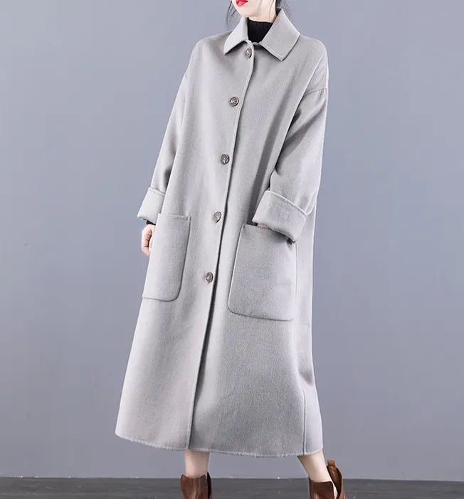 Long Double Face Wool Coat Handmade Long Warm Long Women Wool Coat Jacket/6677