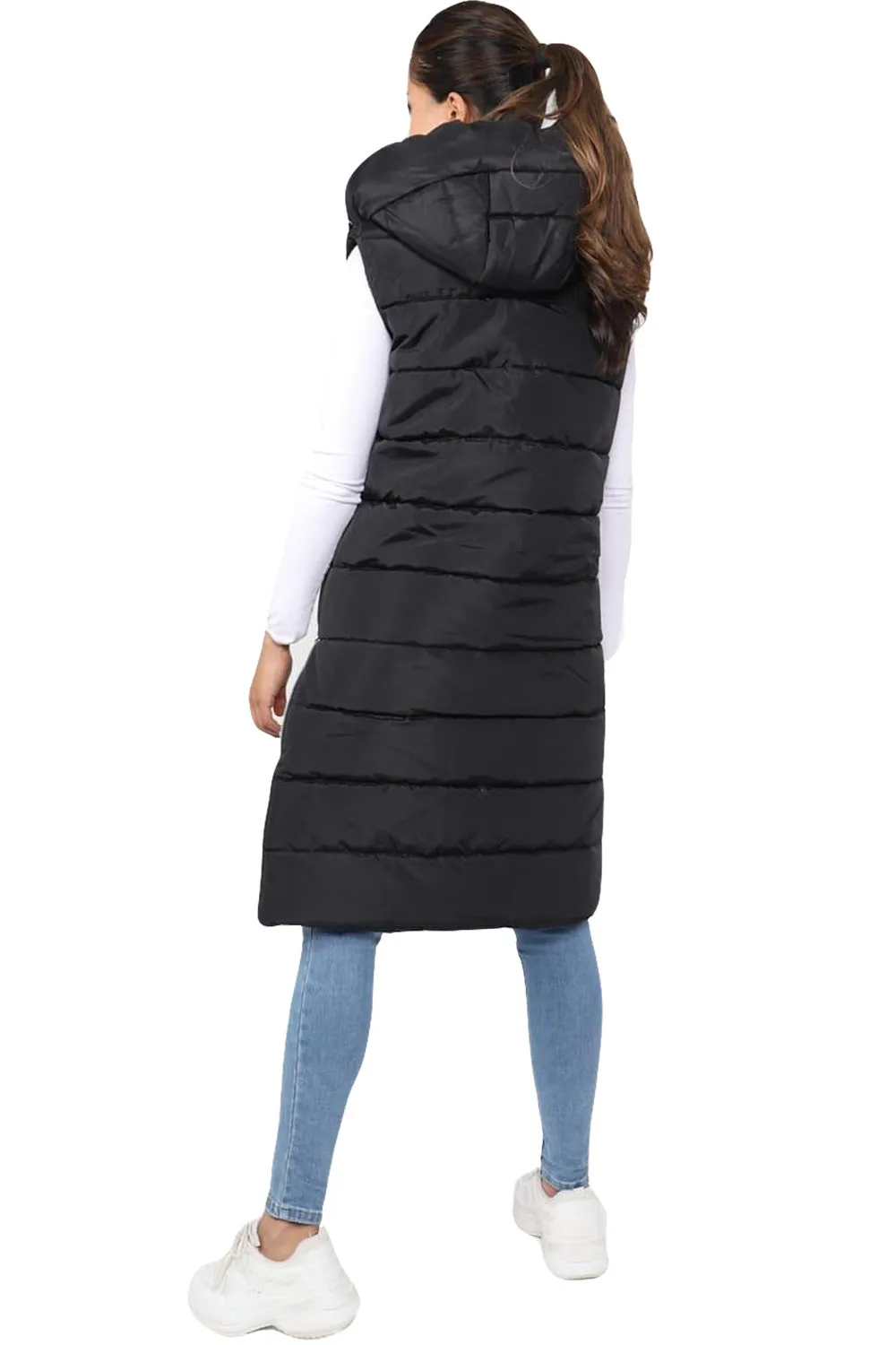 Long Line Puffer Hooded Gillet - 2XL