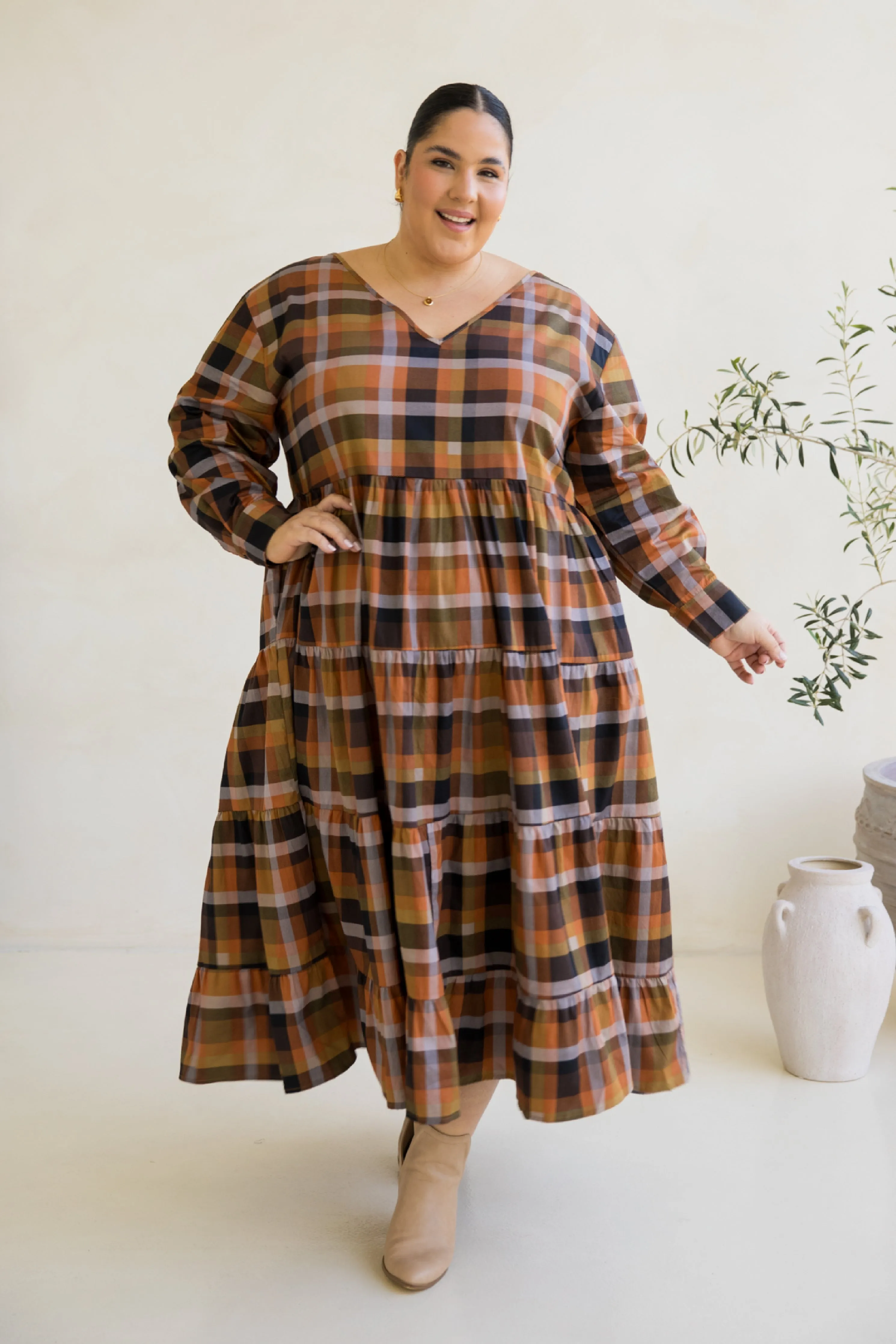 Long Sleeve Waterfall Dress | Fall Check | FINAL SALE