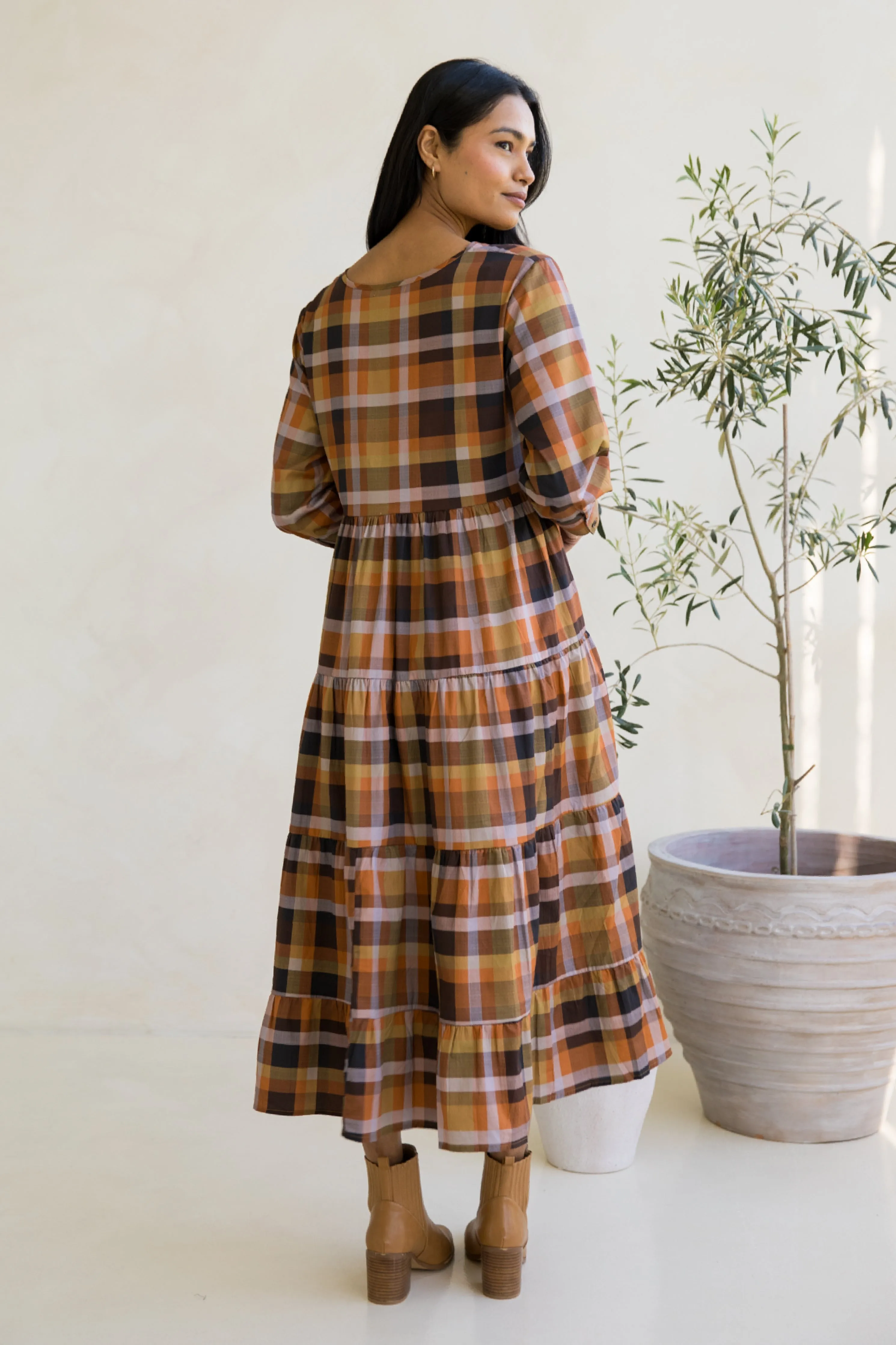 Long Sleeve Waterfall Dress | Fall Check | FINAL SALE