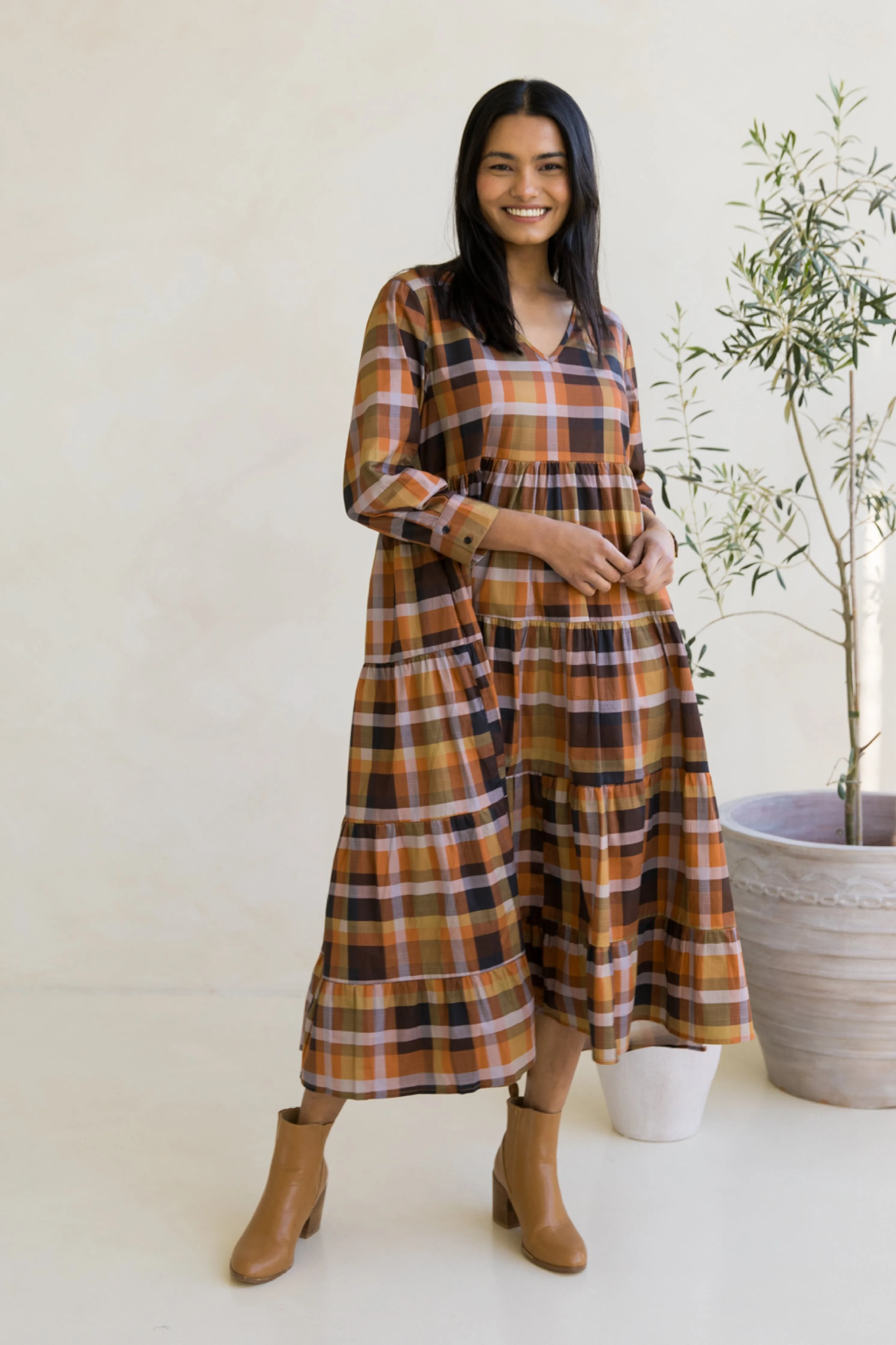 Long Sleeve Waterfall Dress | Fall Check | FINAL SALE