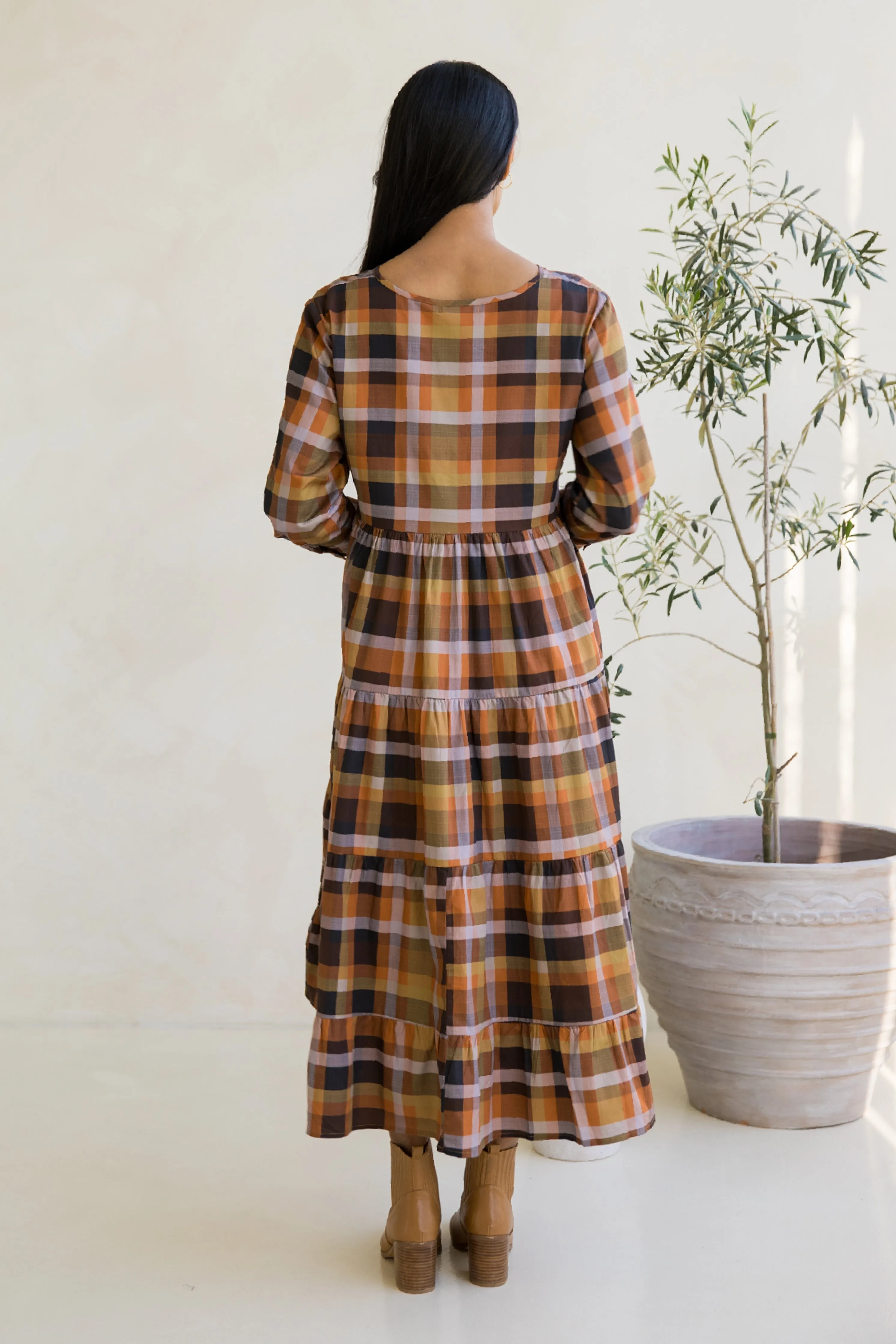 Long Sleeve Waterfall Dress | Fall Check | FINAL SALE