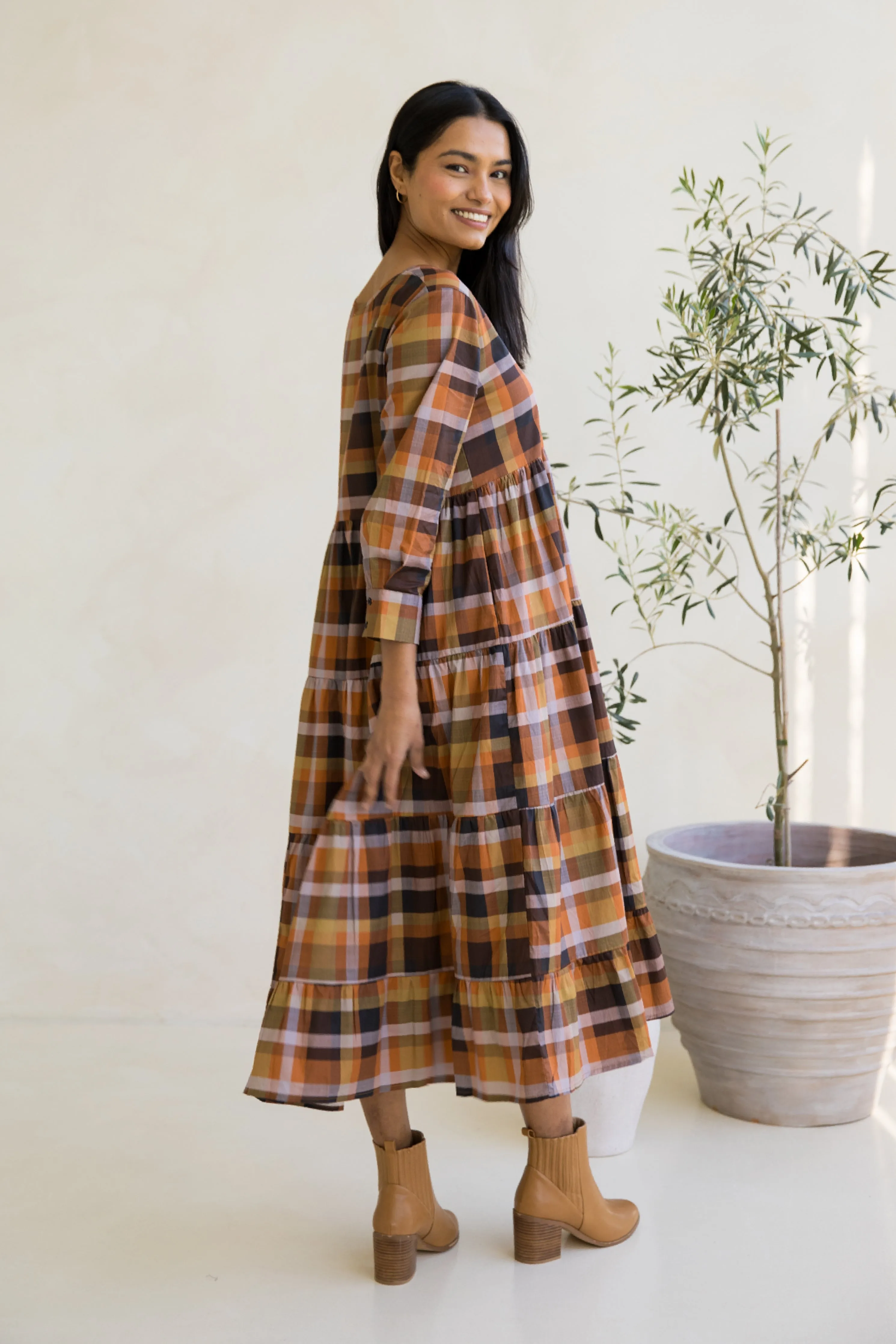 Long Sleeve Waterfall Dress | Fall Check | FINAL SALE