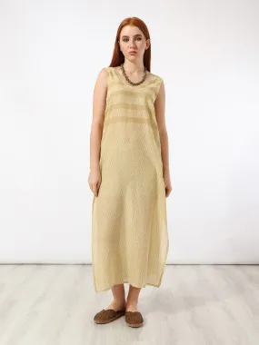 Long sleeveless cotton gauze tunic