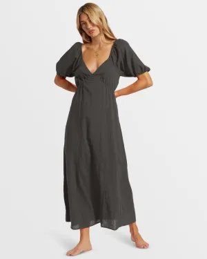 Love Fade Puff Sleeve Maxi Dress - Black Sands