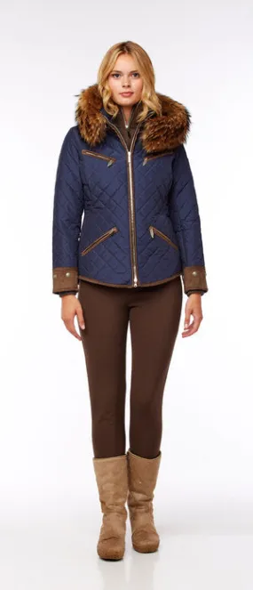 M. Miller Women's Kristene Quilted Jacket With Natural Finn Racoon Microtech