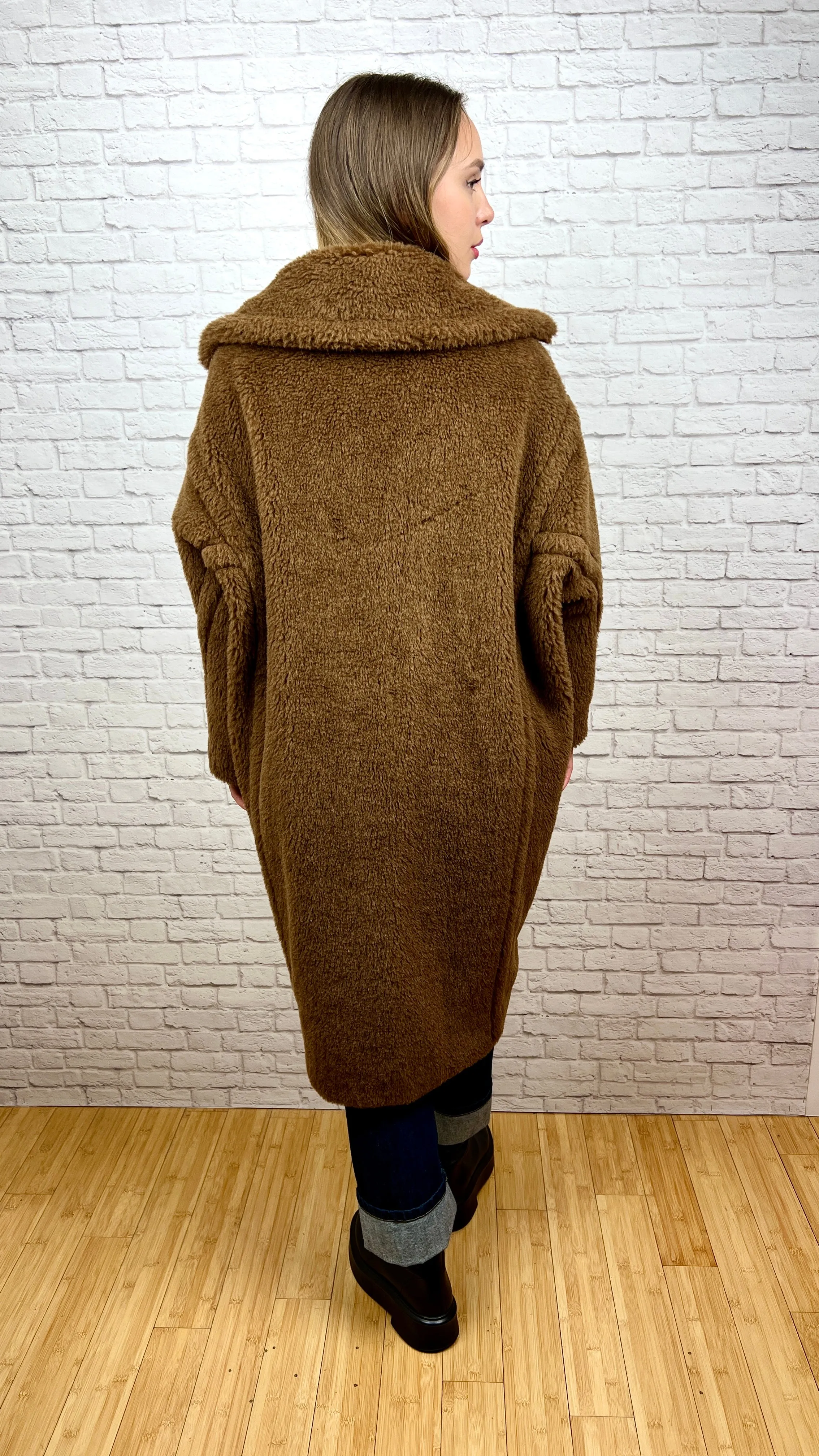 Max Mara Teddy Bear Icon In Alpaca, Wool, and Silk coat, Size Small, Brown