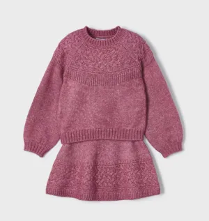 Mayoral Girls Recycled Fiber Orchid Knit Sweater & Skirt Set