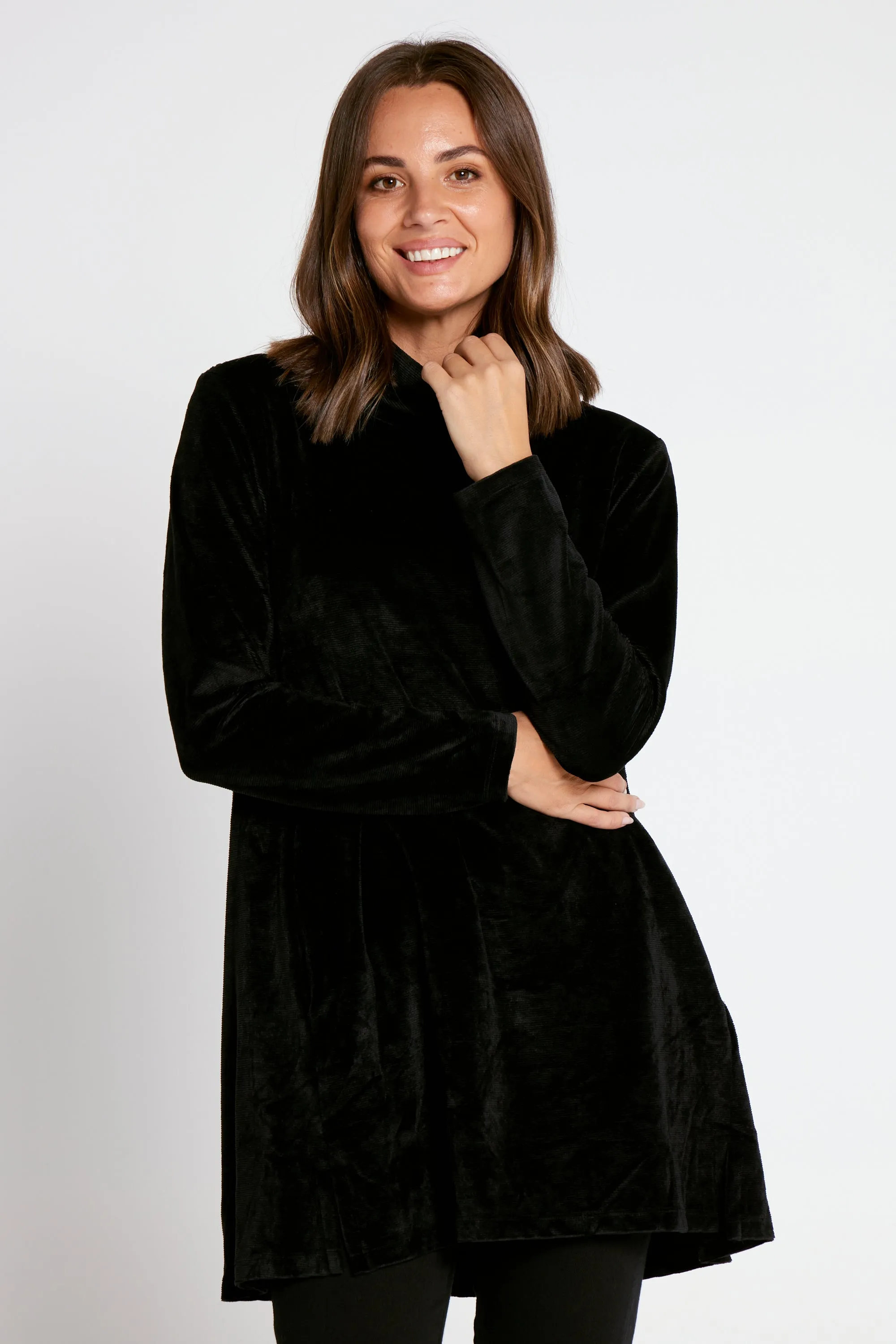 Melanie Velour Tunic - Black