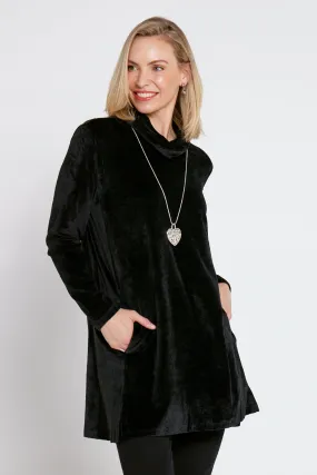 Melanie Velour Tunic - Black