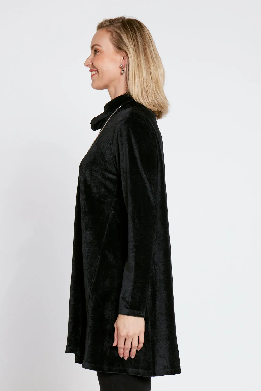 Melanie Velour Tunic - Black