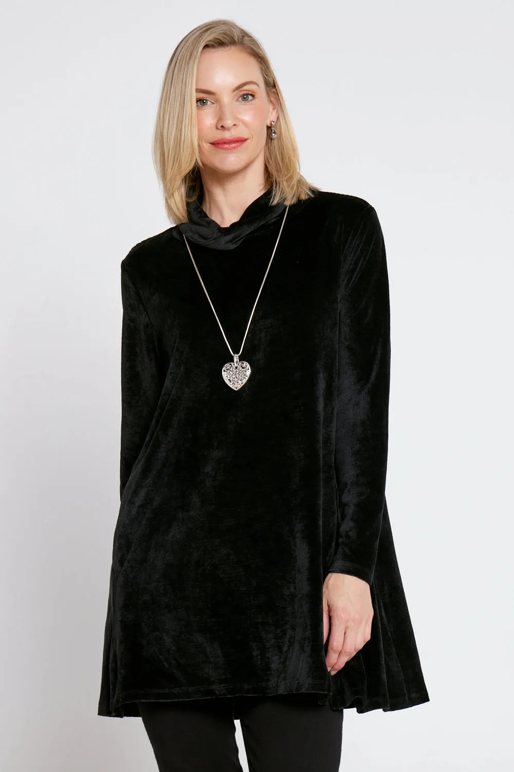 Melanie Velour Tunic - Black