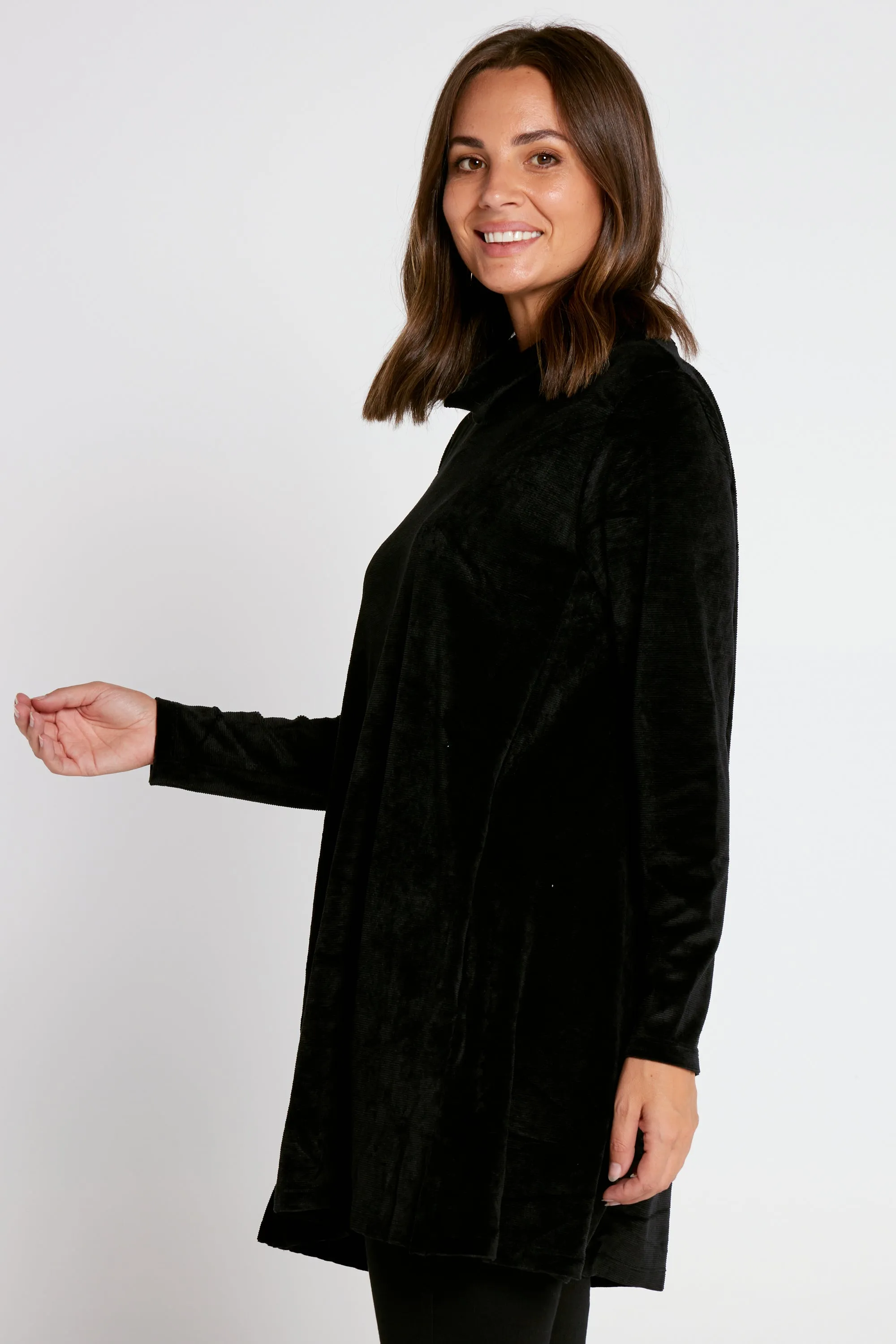 Melanie Velour Tunic - Black