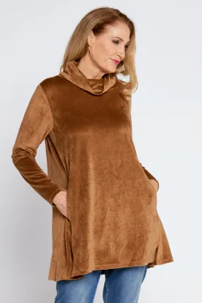 Melanie Velour Tunic - Camel