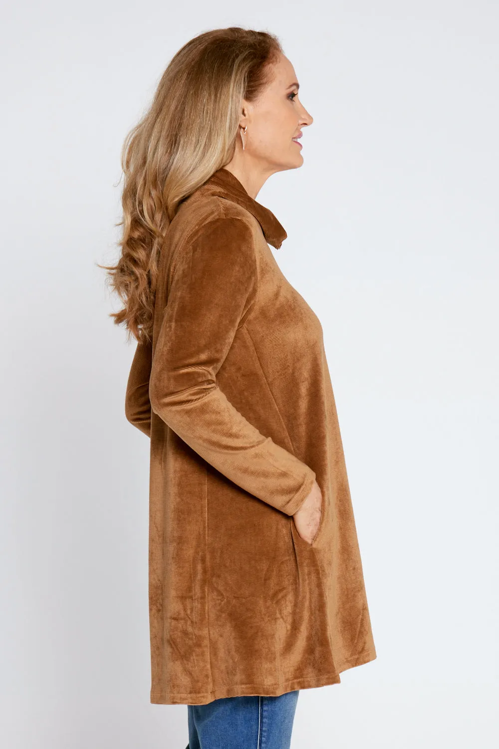 Melanie Velour Tunic - Camel