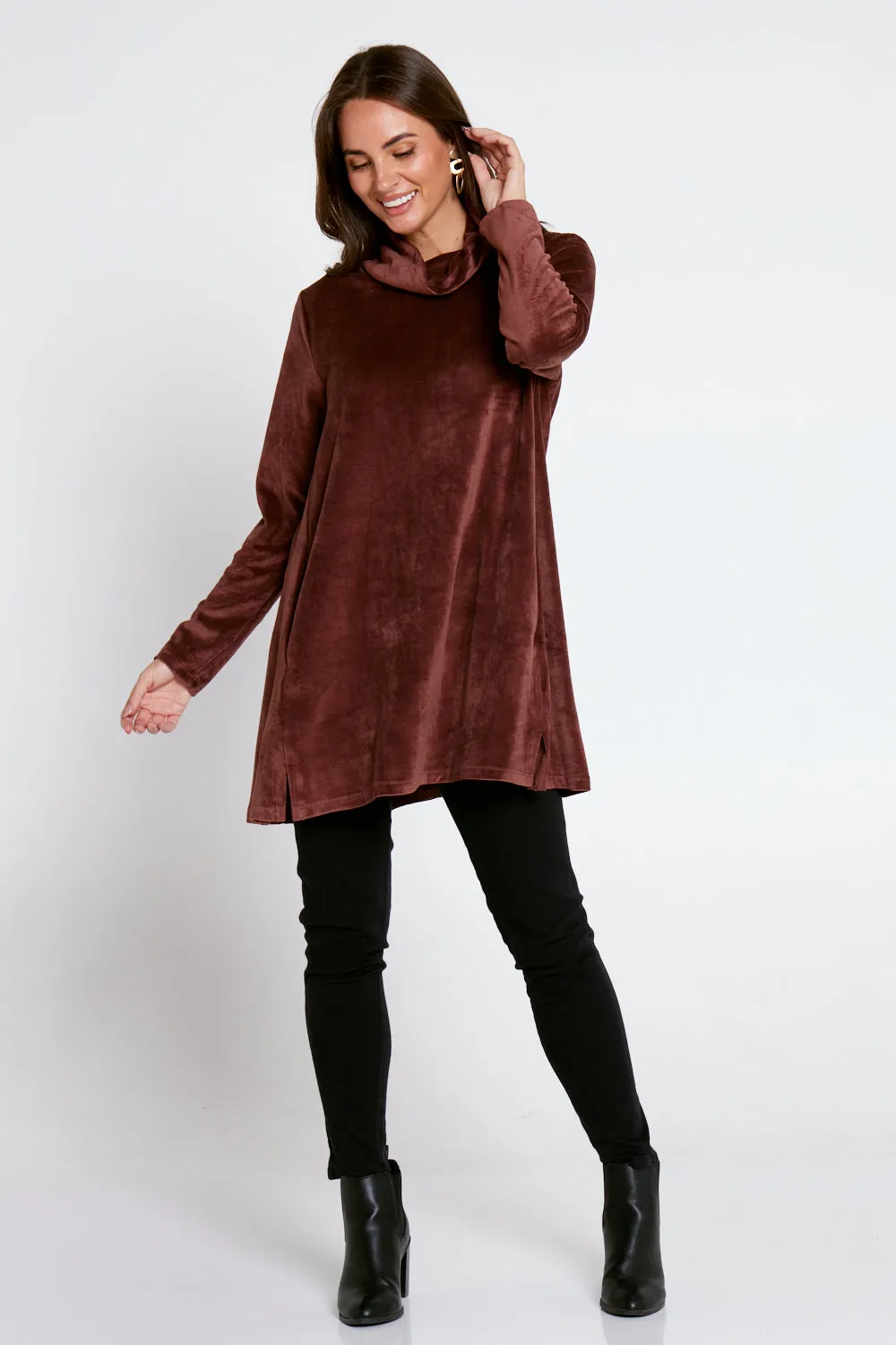 Melanie Velour Tunic - Coffee