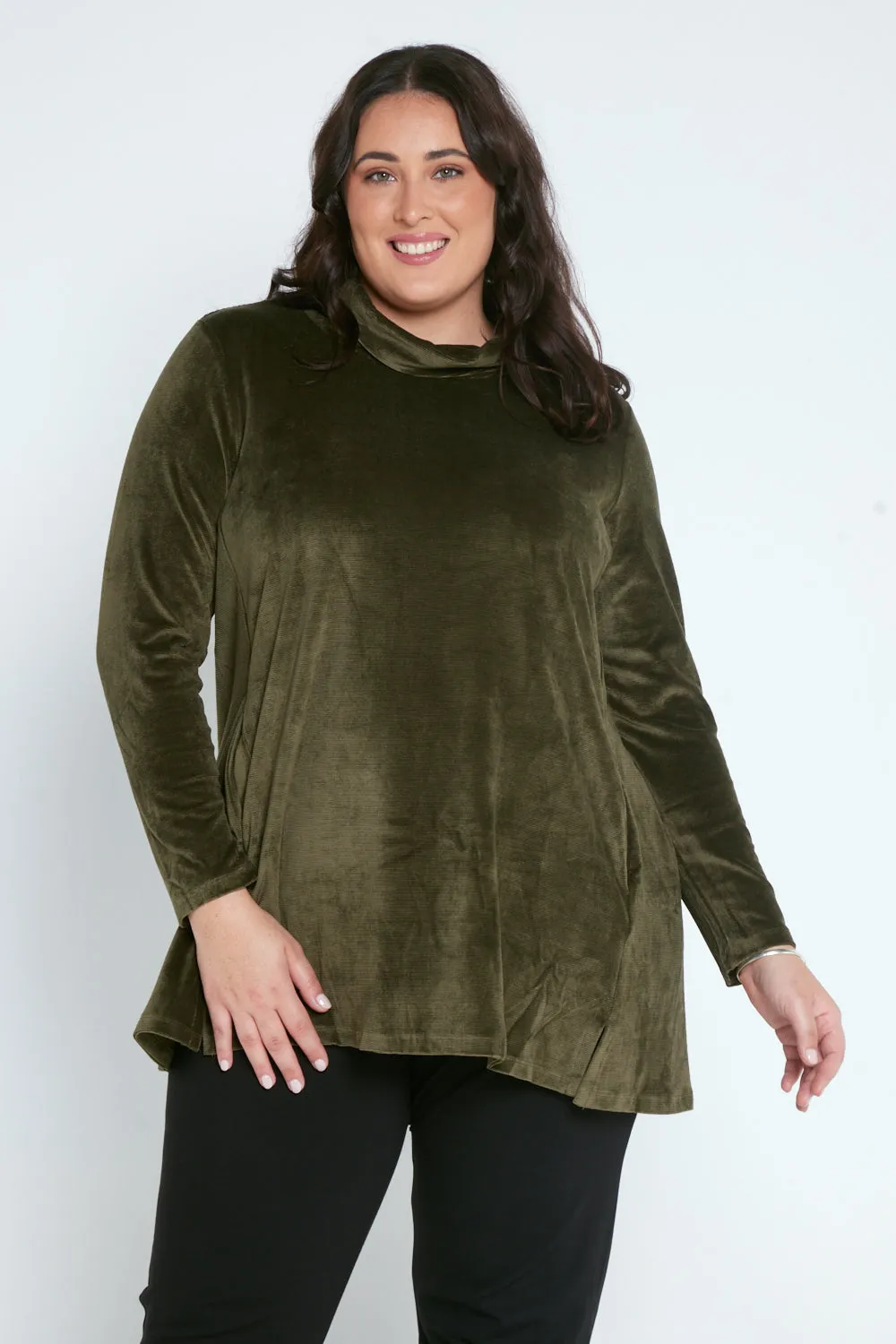 Melanie Velour Tunic - Khaki