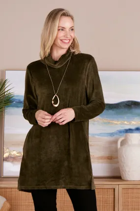 Melanie Velour Tunic - Khaki