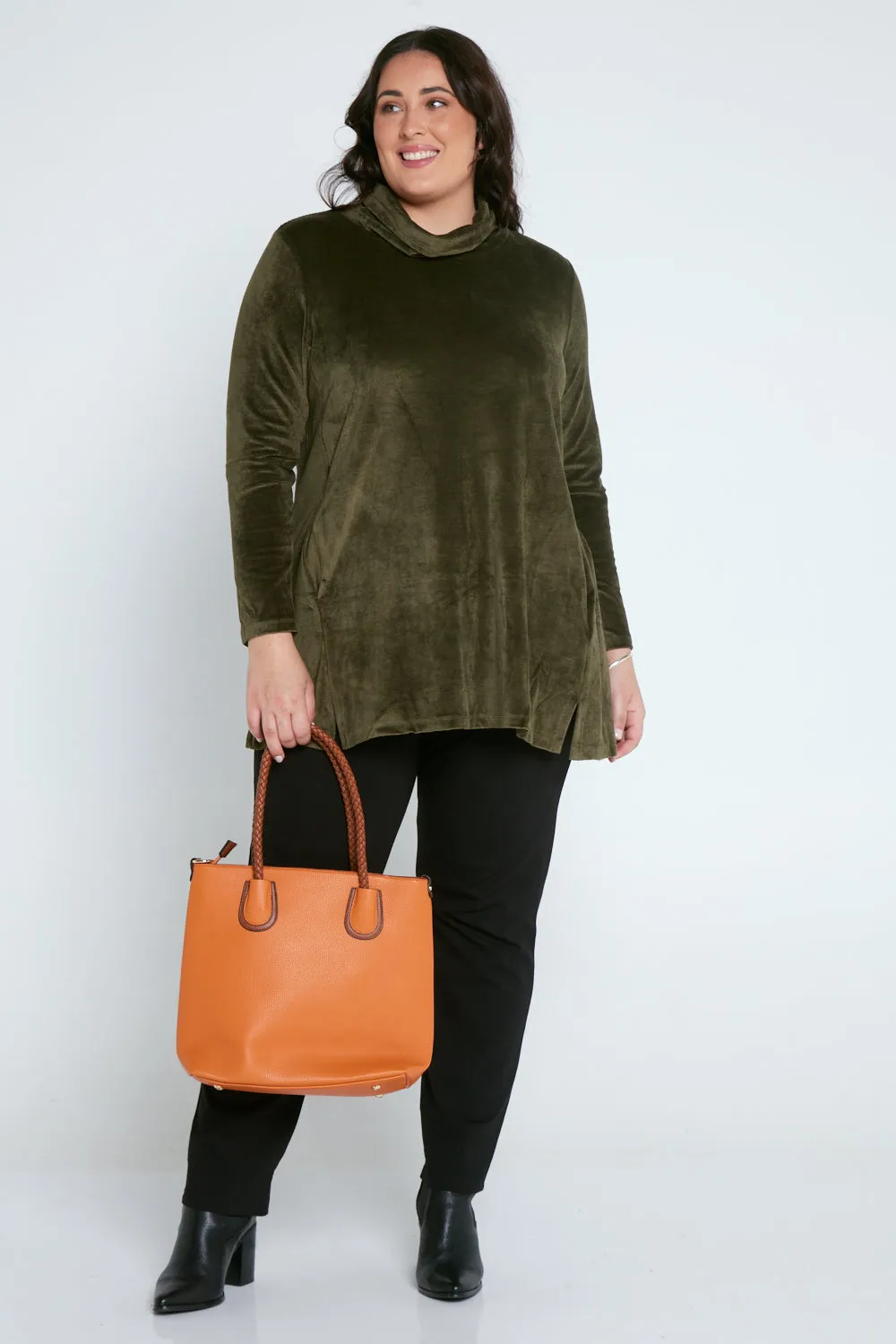 Melanie Velour Tunic - Khaki