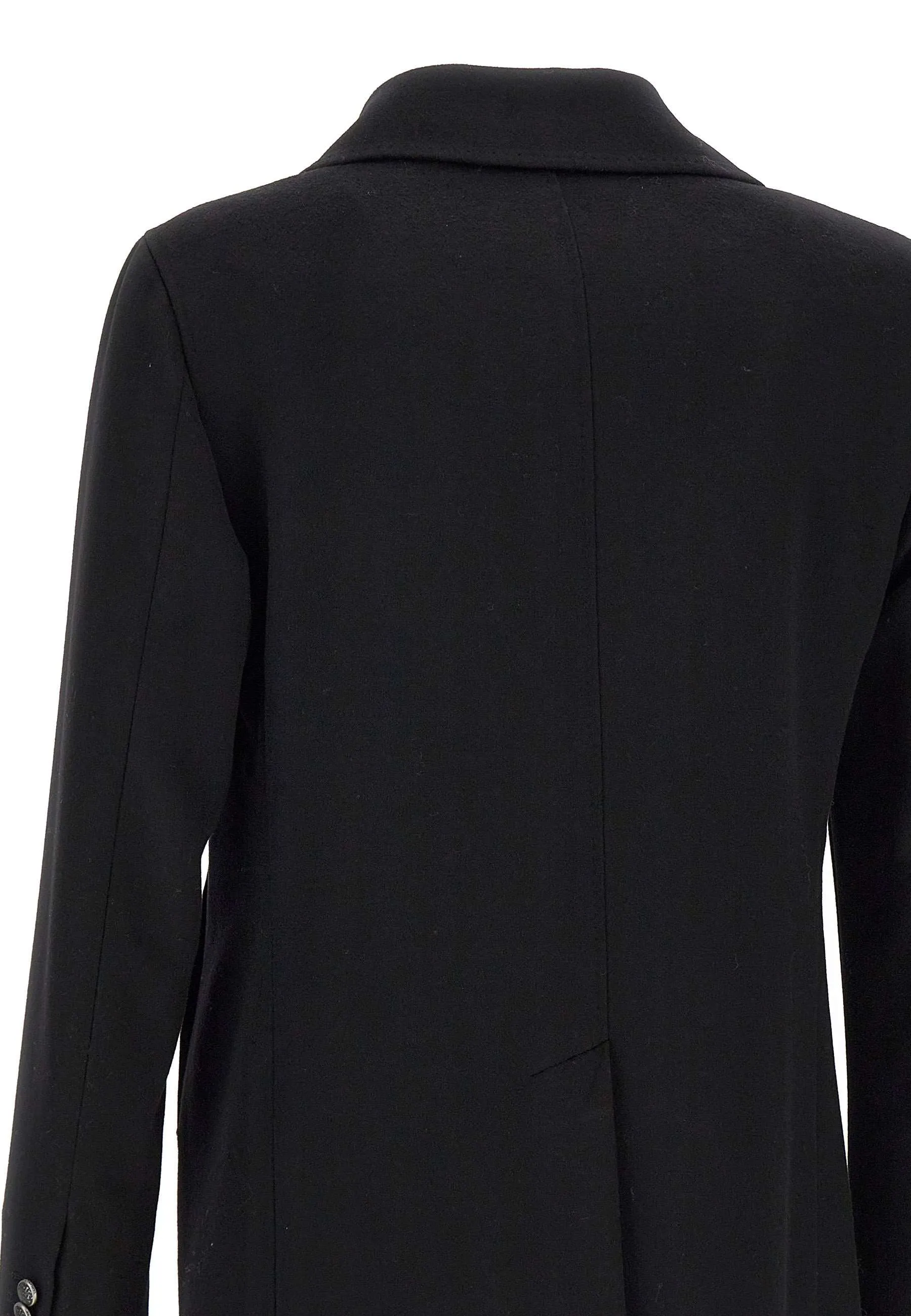 Men's Black Wool Double-Breasted Coat