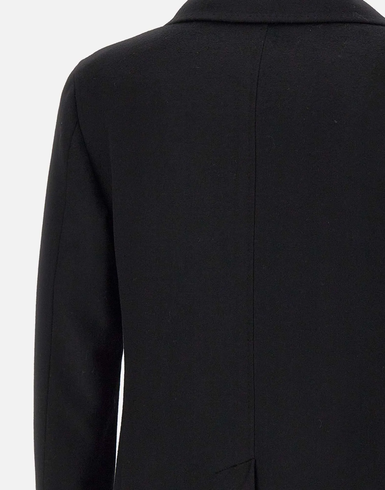 Men's Black Wool Double-Breasted Coat