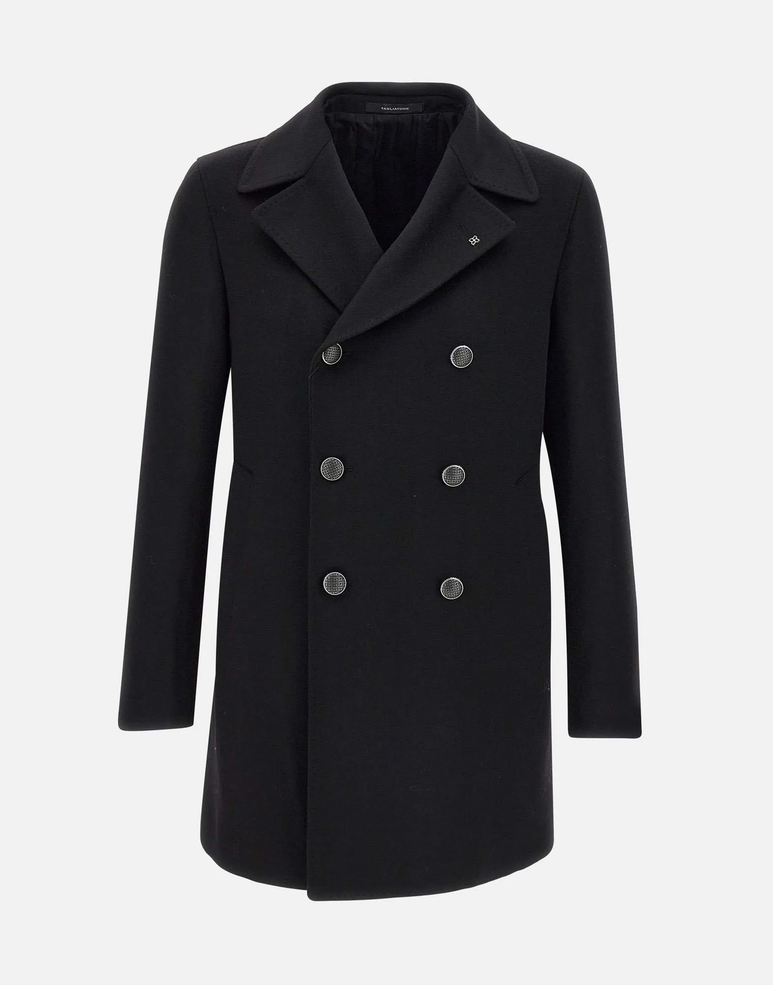 Men's Black Wool Double-Breasted Coat